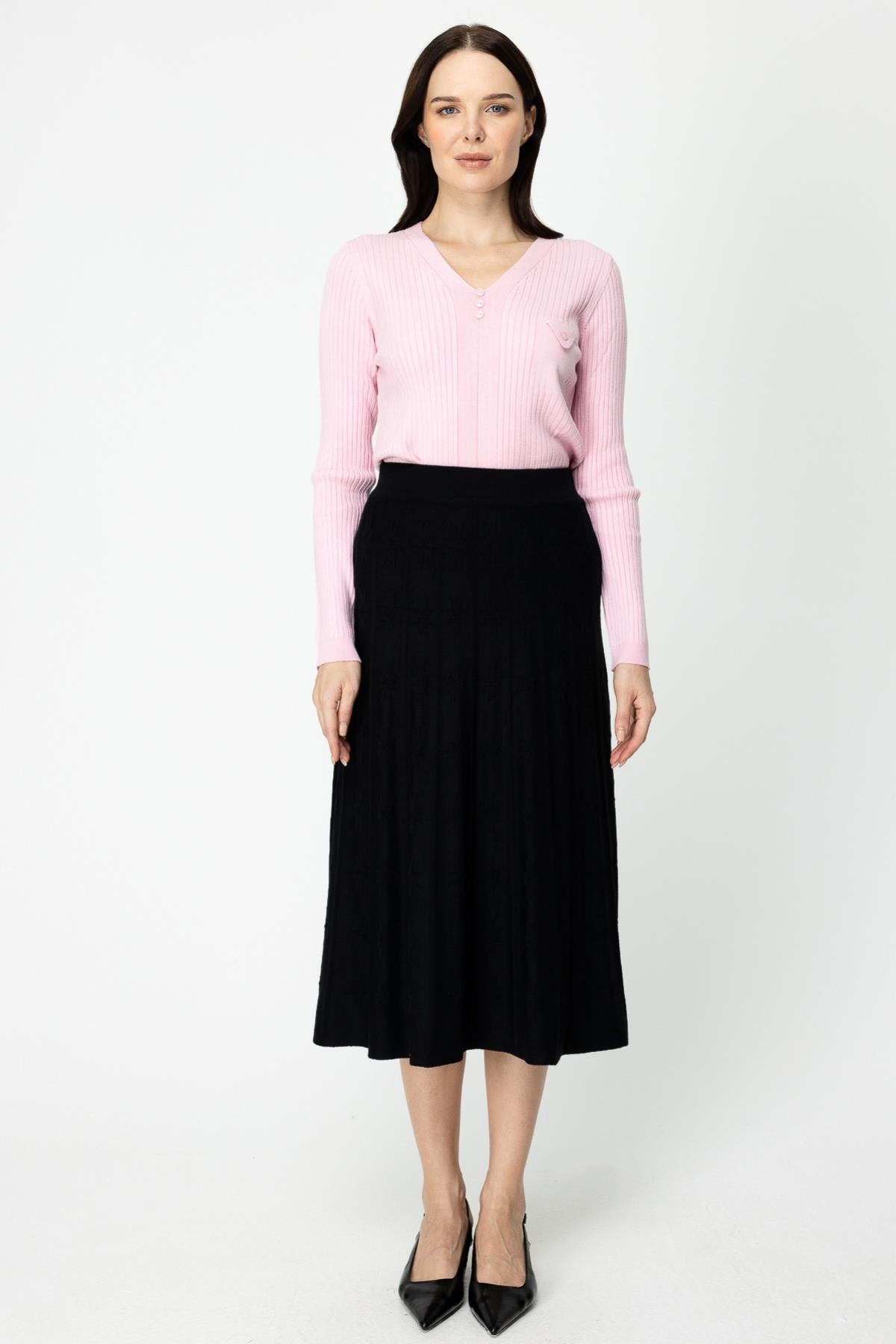 Self Patterned Midi Skirt