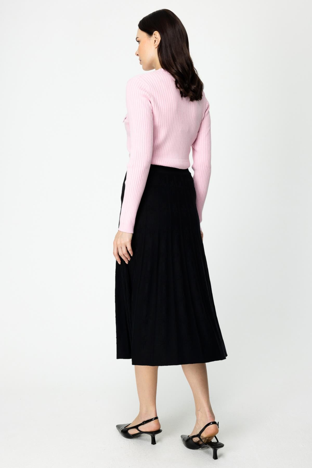 Self Patterned Midi Skirt