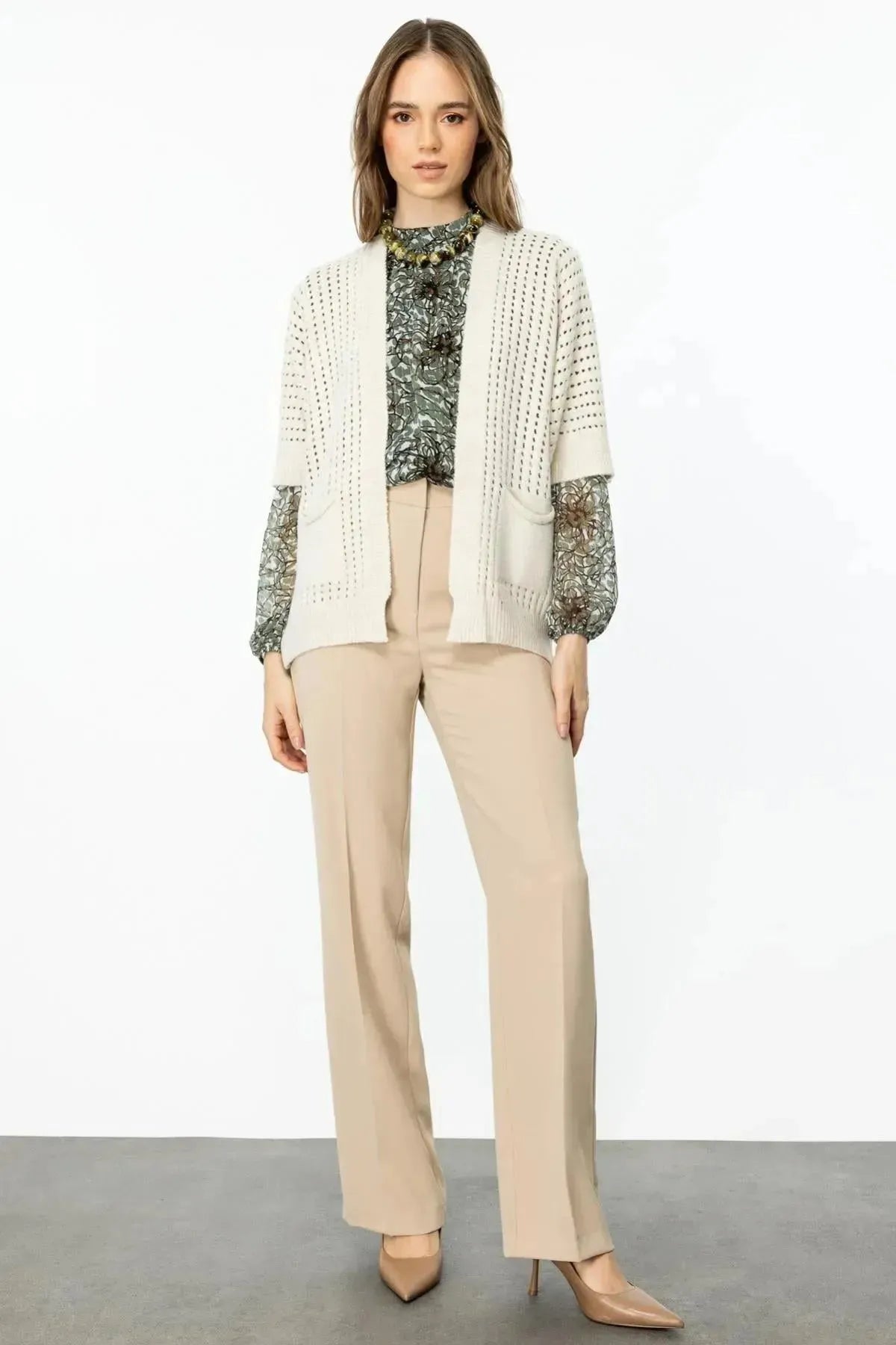 Mesh Patterned Back Star Cardigan