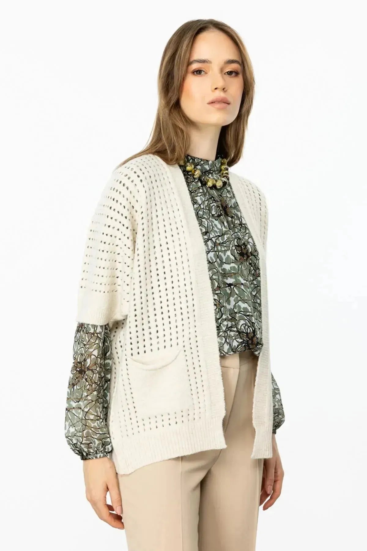 Mesh Patterned Back Star Cardigan