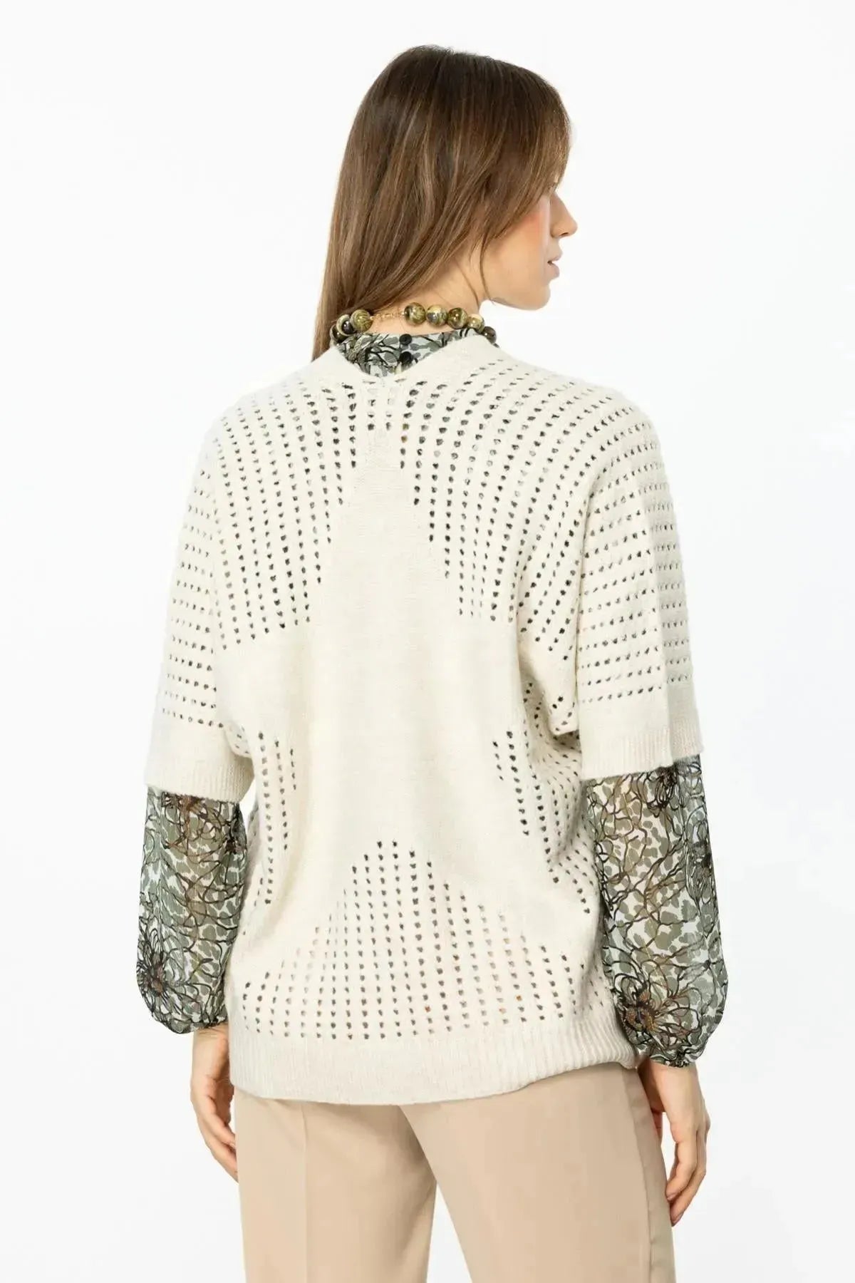 Mesh Patterned Back Star Cardigan