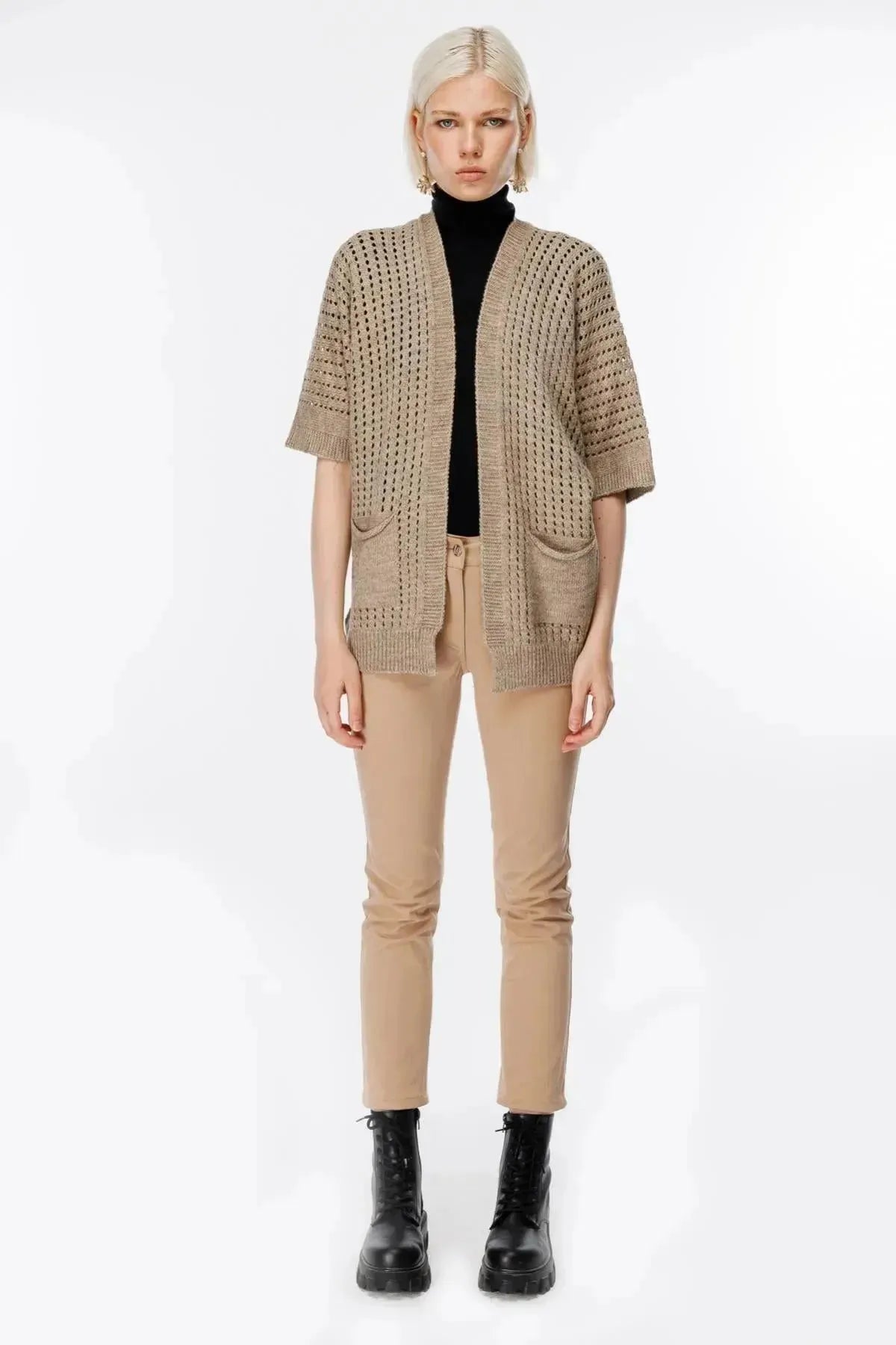 Mesh Patterned Back Star Cardigan