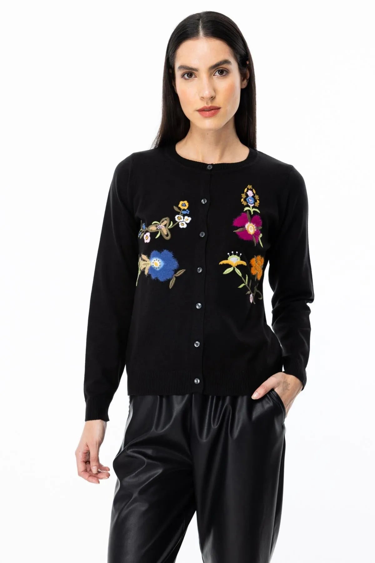 Embroidered Buttoned Cardigan