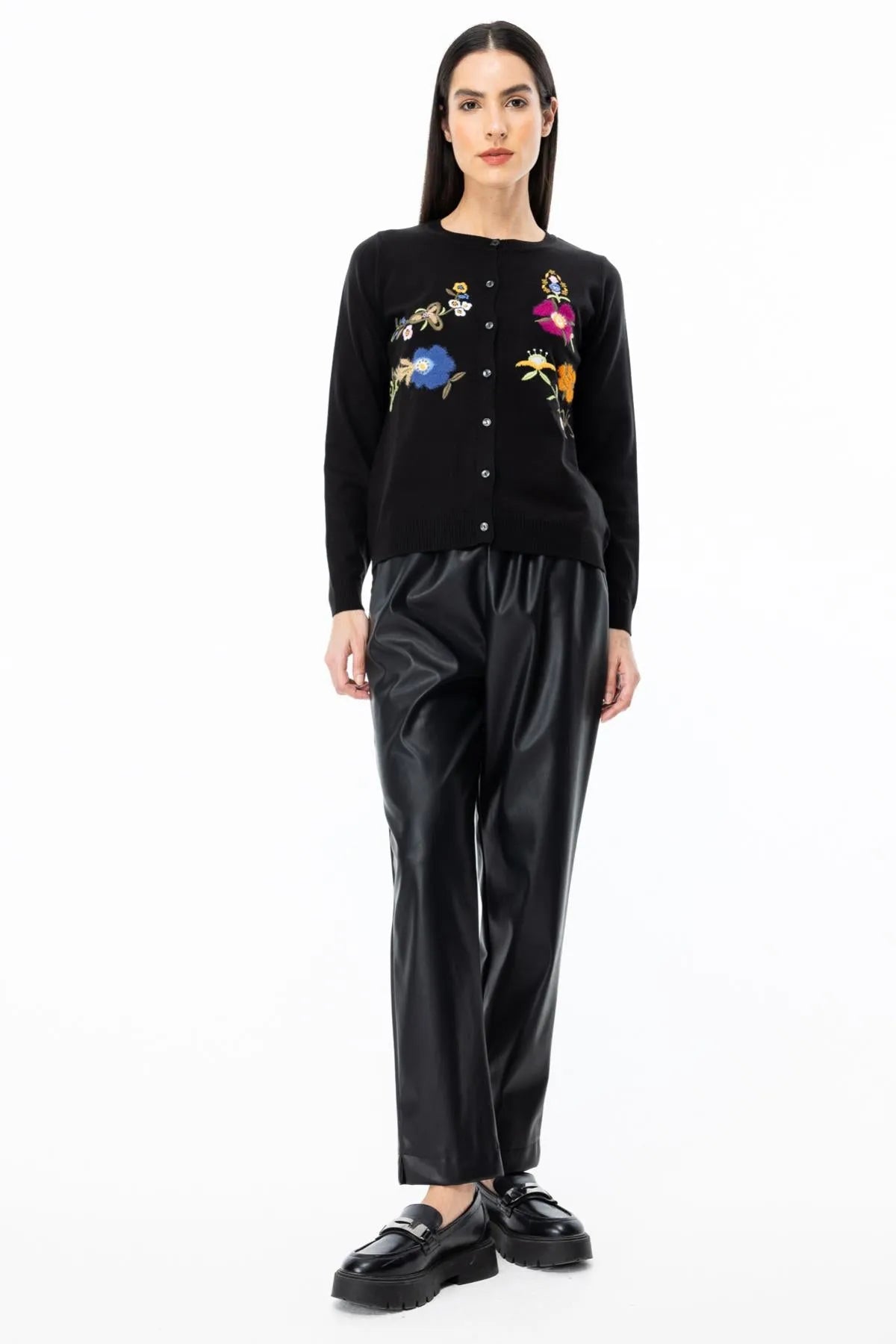 Embroidered Buttoned Cardigan