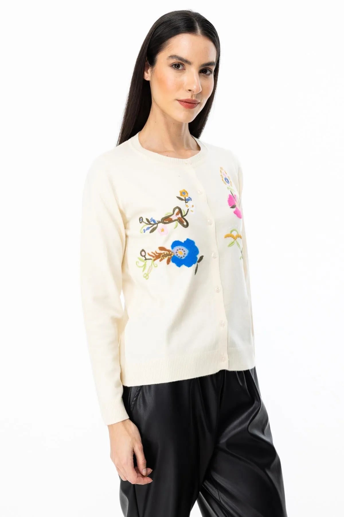 Embroidered Buttoned Cardigan