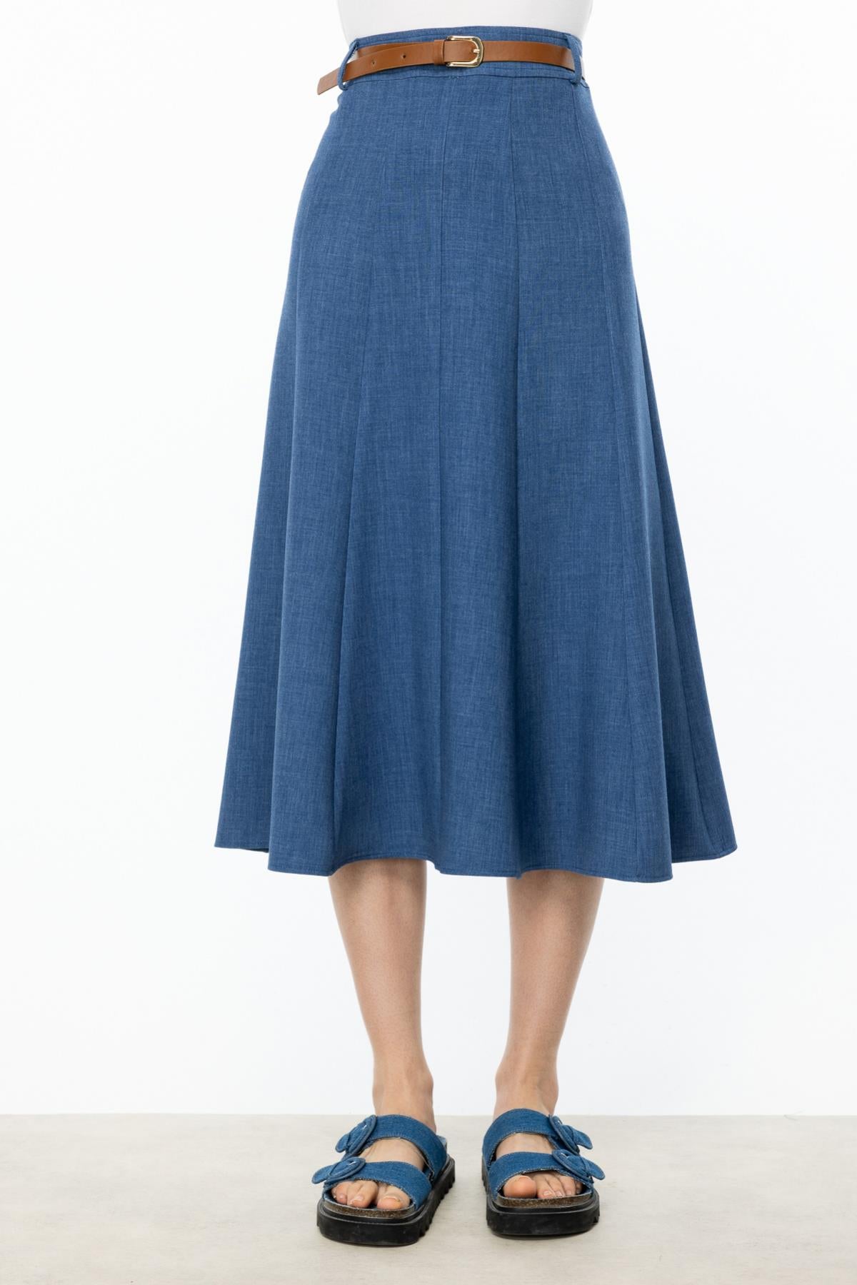 Midi Length Split Bell Skirt
