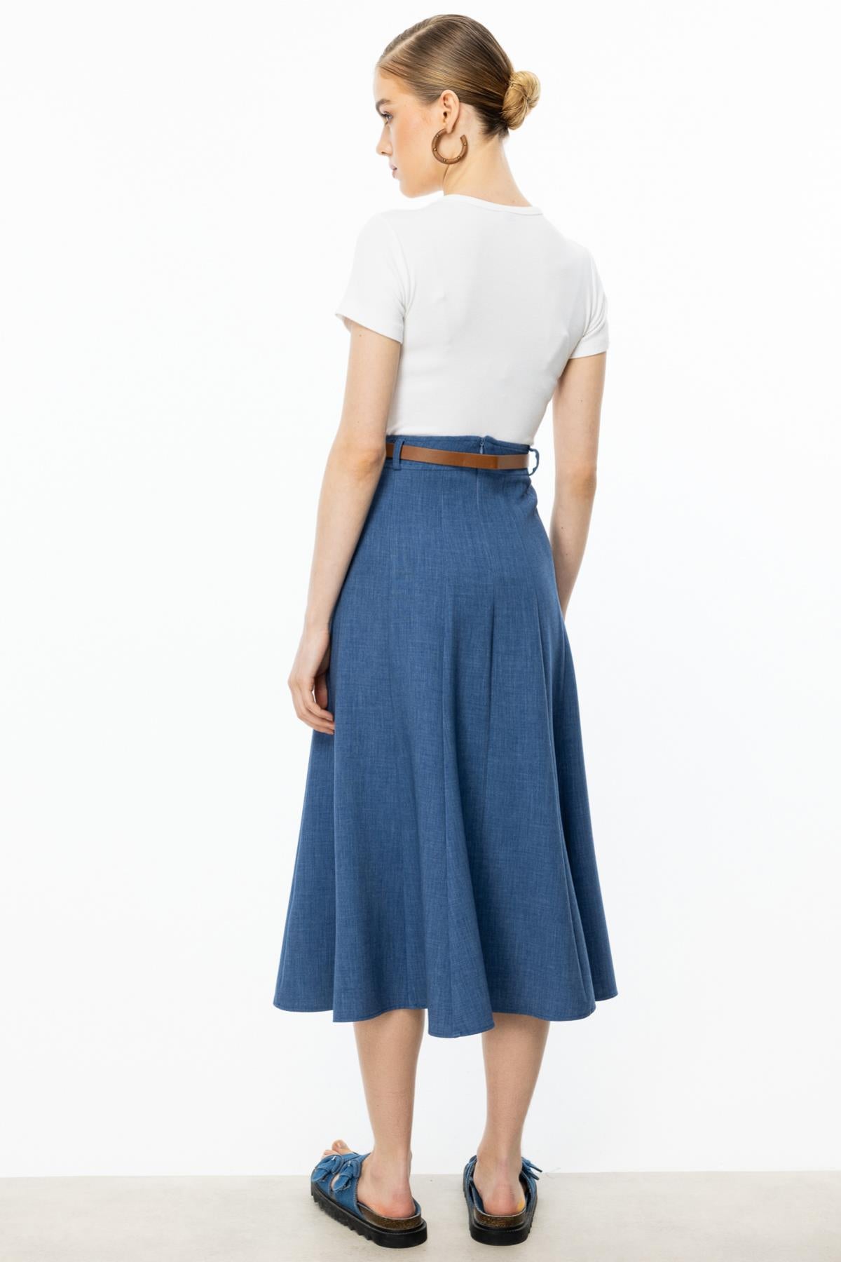 Midi Length Split Bell Skirt