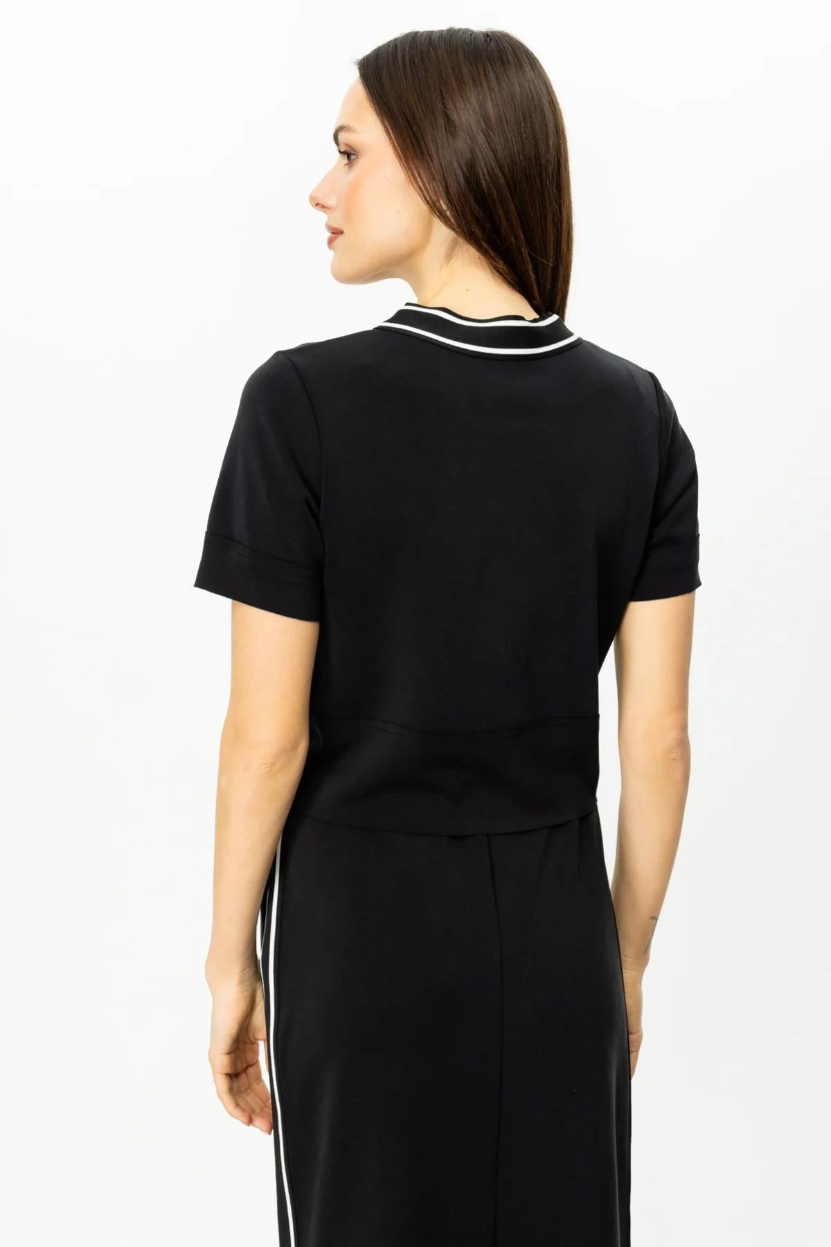Pocket Detailed Ribbed Short Sleeve Blouse