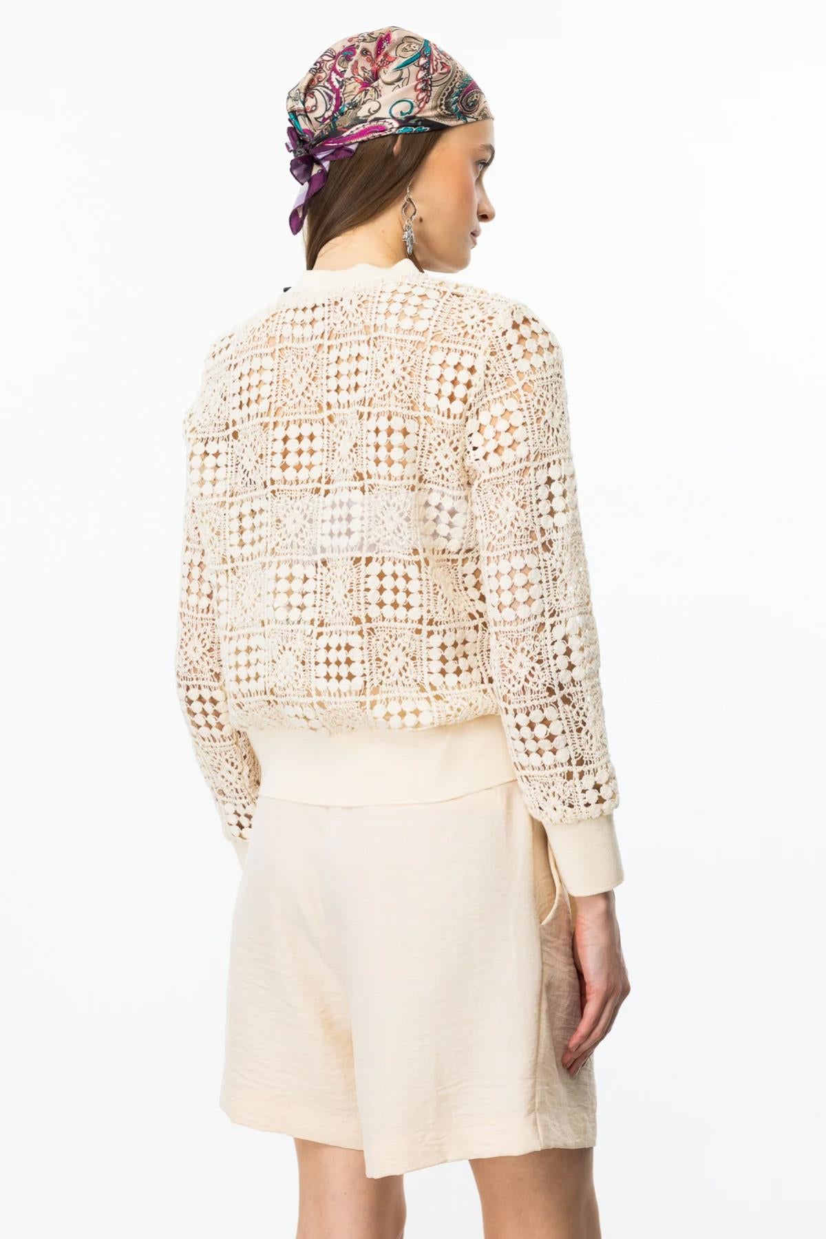 Lace Zippered Cardigan