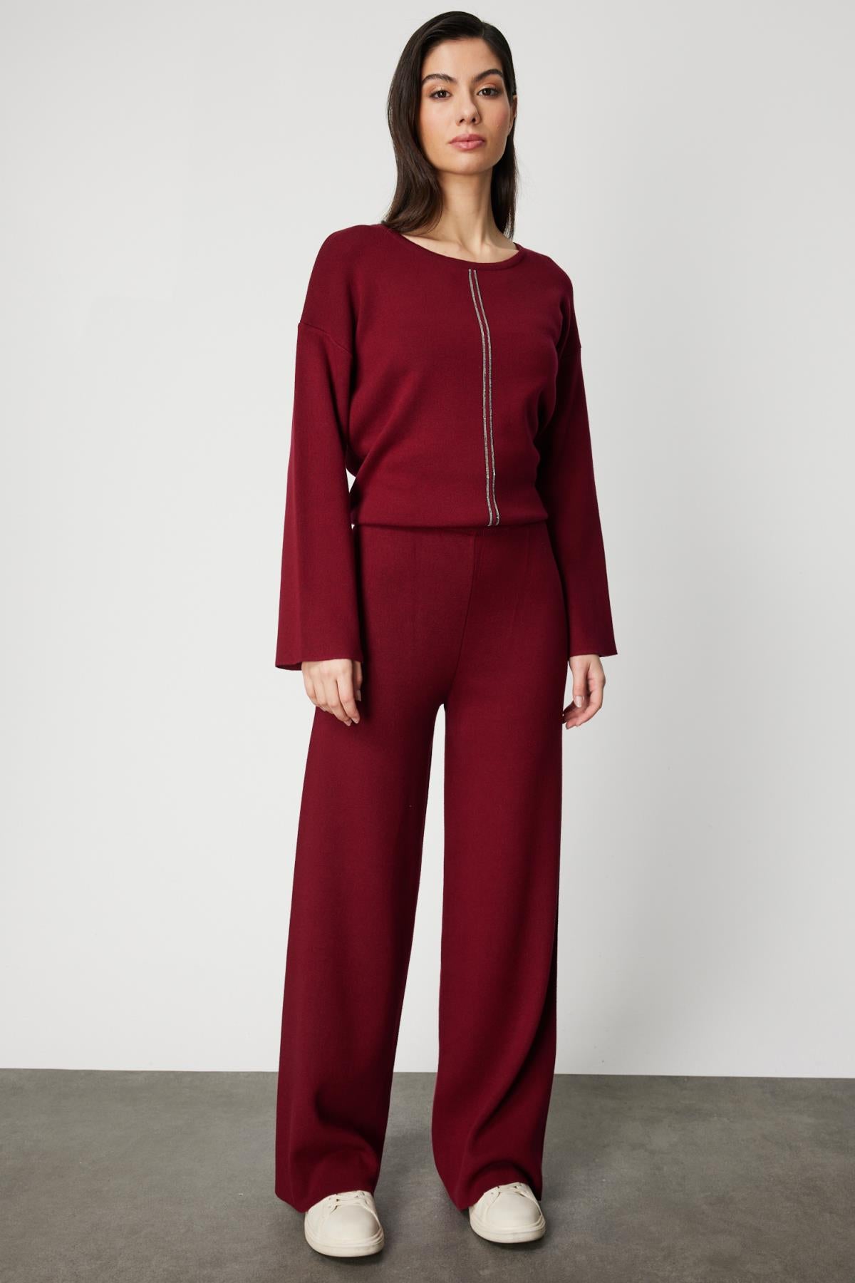 Beli Lastikli Bol Paça Triko Pantolon