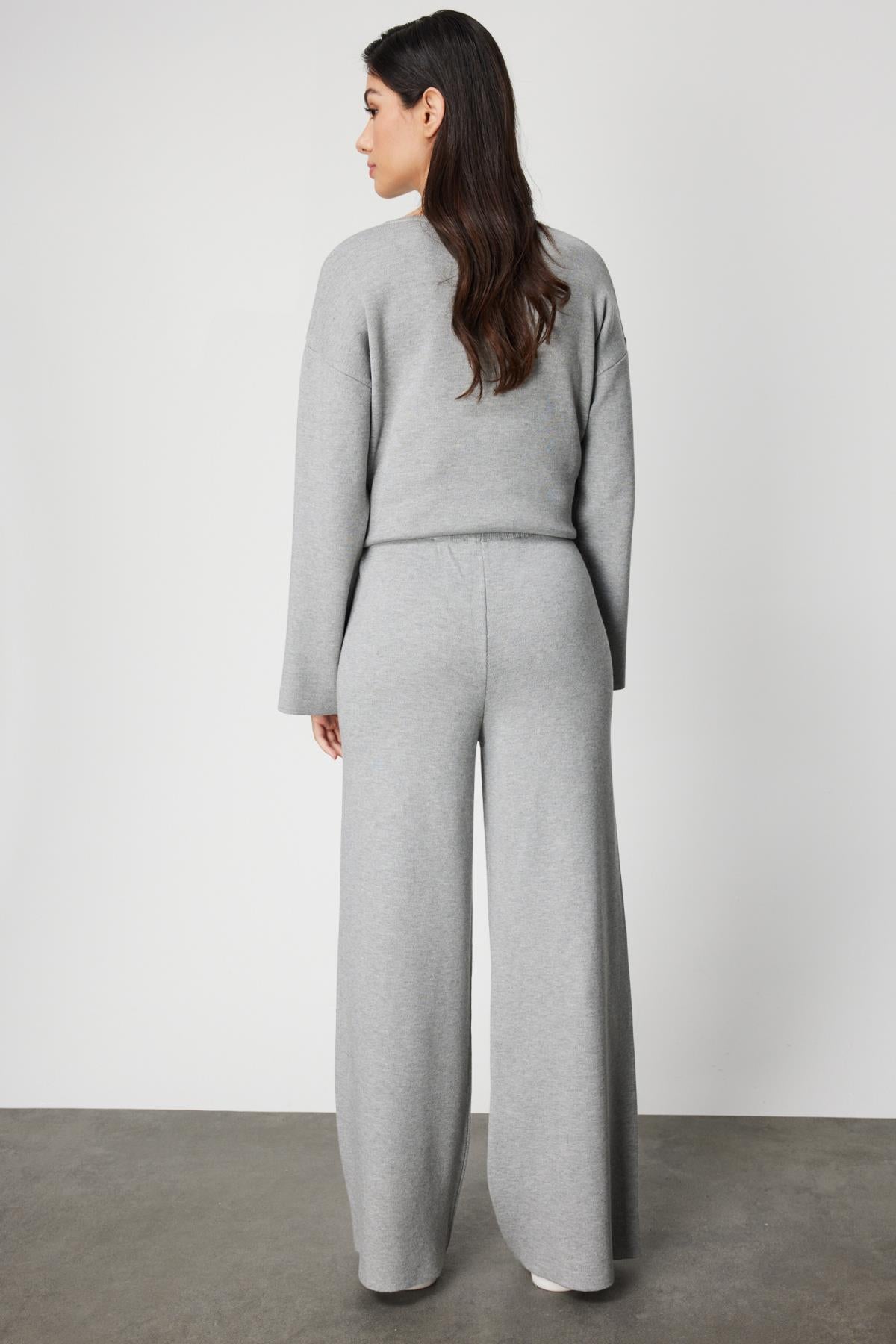 Beli Lastikli Bol Paça Triko Pantolon