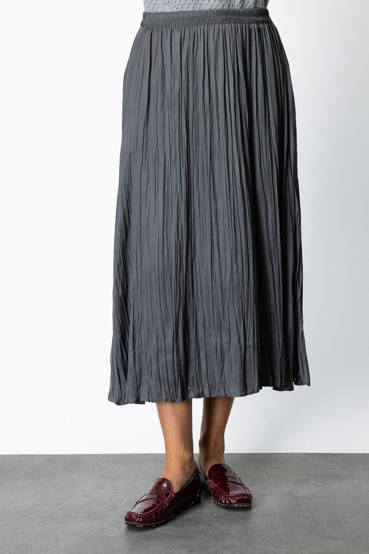 Kırışık Görünümlü Midi Etek