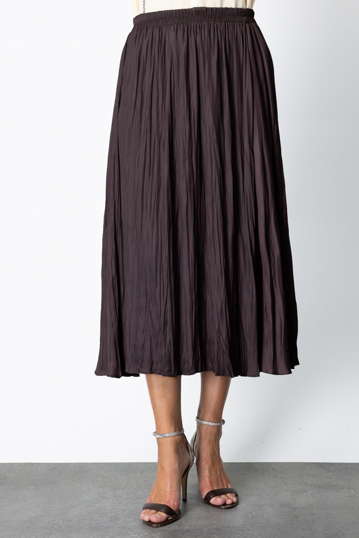 Kırışık Görünümlü Midi Etek