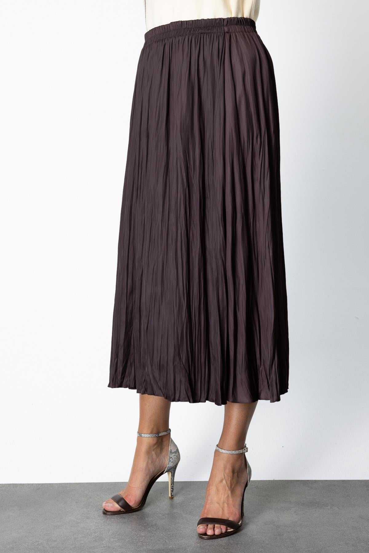 Kırışık Görünümlü Midi Etek