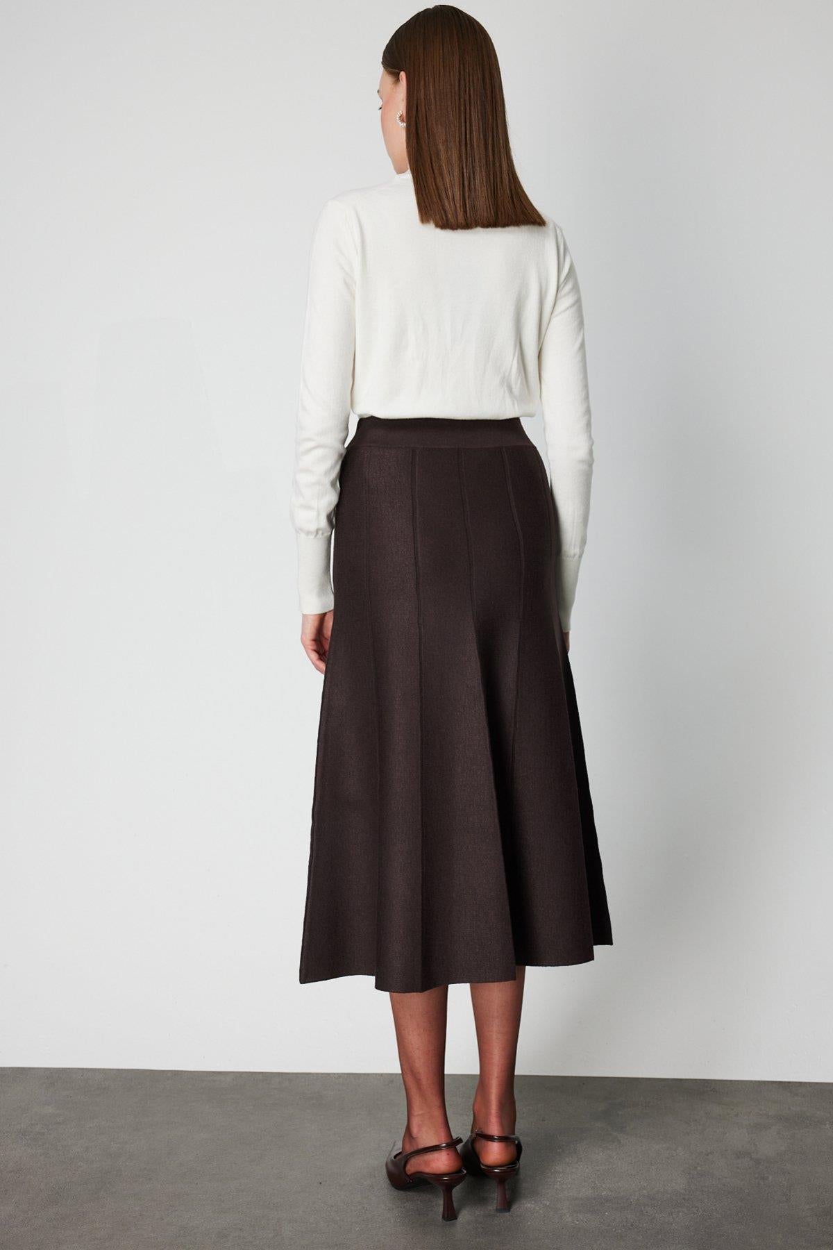 Pileli Midi Triko Etek