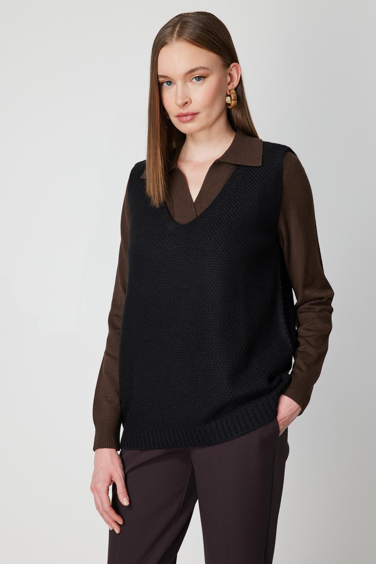 V Yaka Triko Süveter