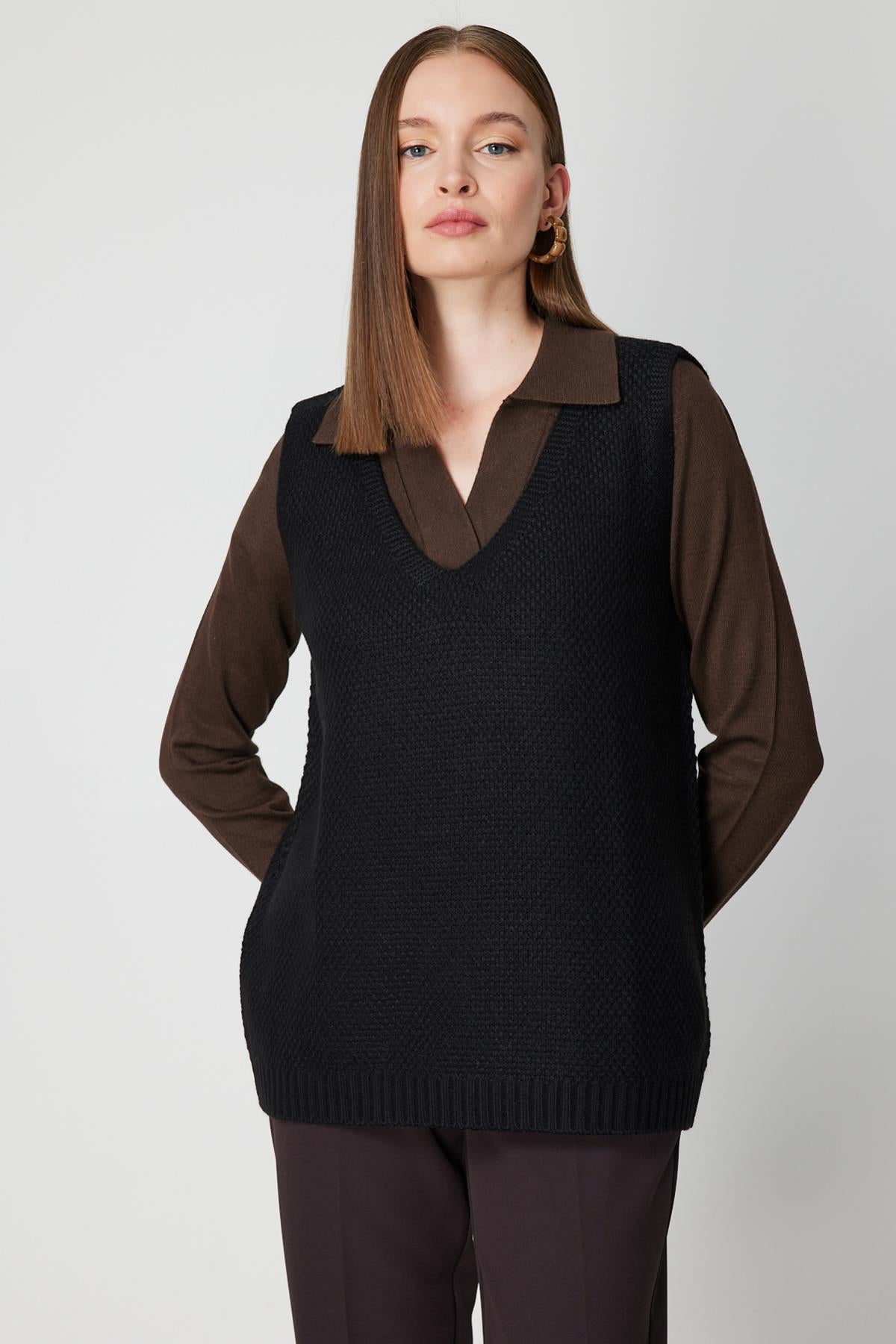 V Yaka Triko Süveter