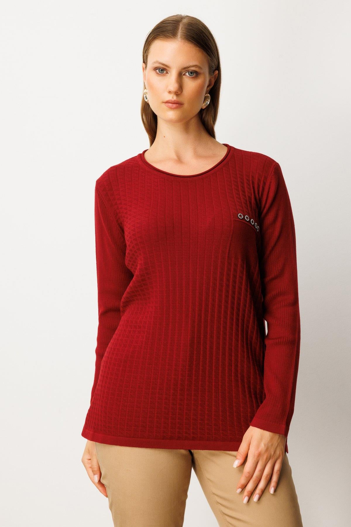 Cebi Taşlı Triko Büyük Beden Kazak