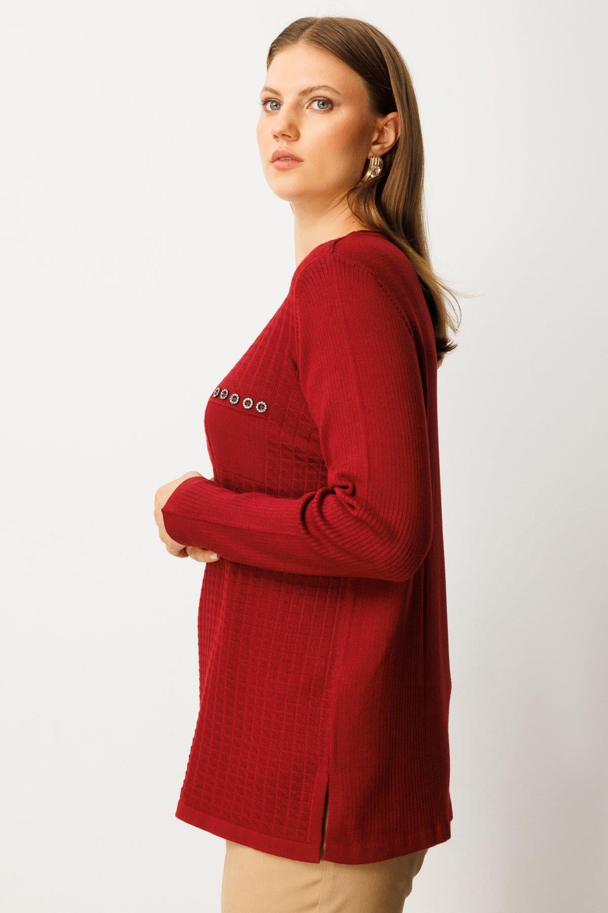 Cebi Taşlı Triko Büyük Beden Kazak