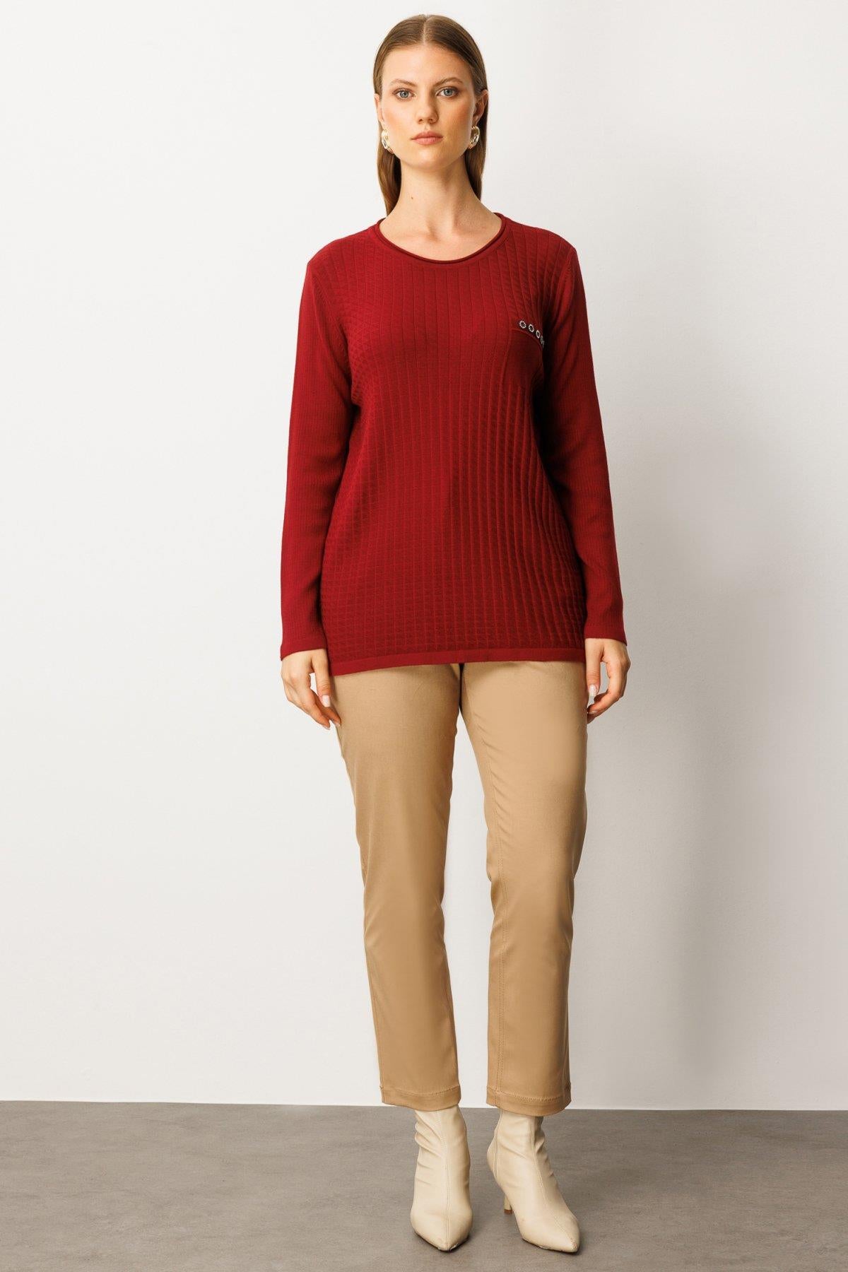 Cebi Taşlı Triko Büyük Beden Kazak