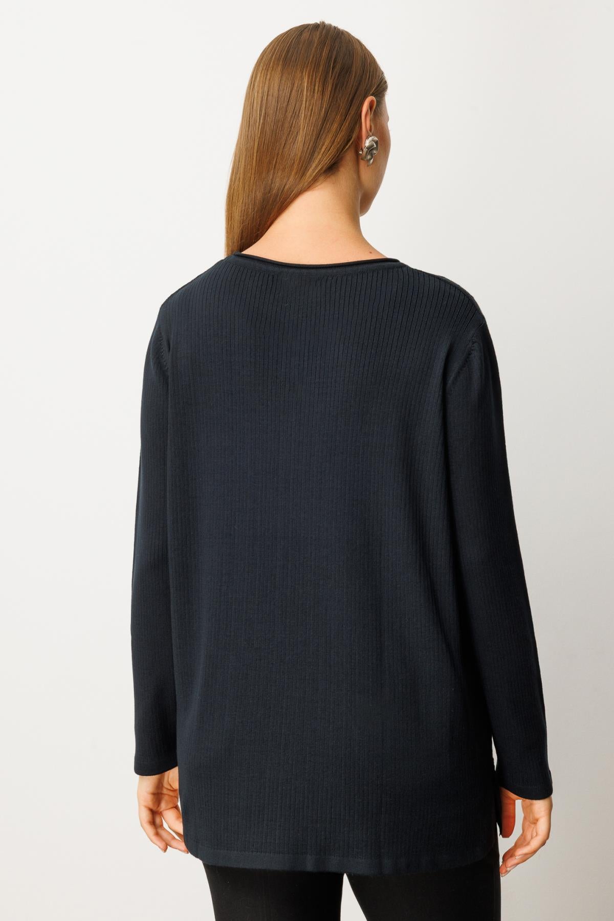 Cebi Taşlı Triko Büyük Beden Kazak