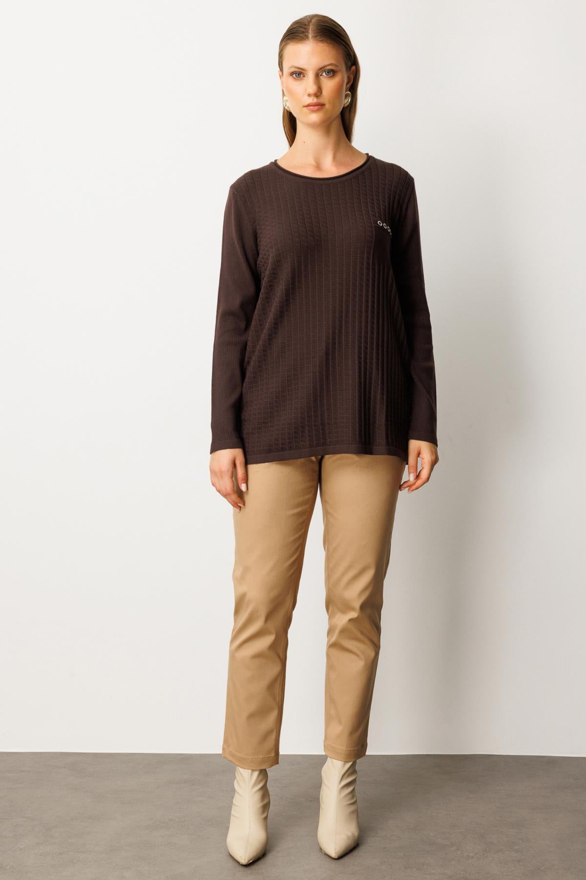 Cebi Taşlı Triko Büyük Beden Kazak