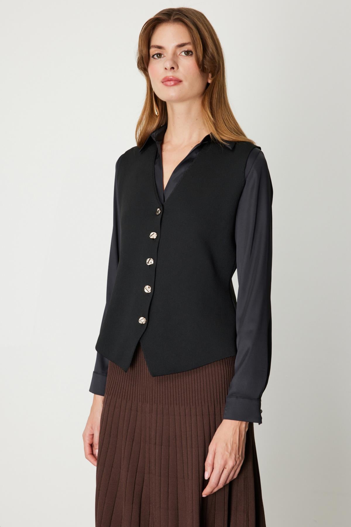 V-Neck Buttoned Vest