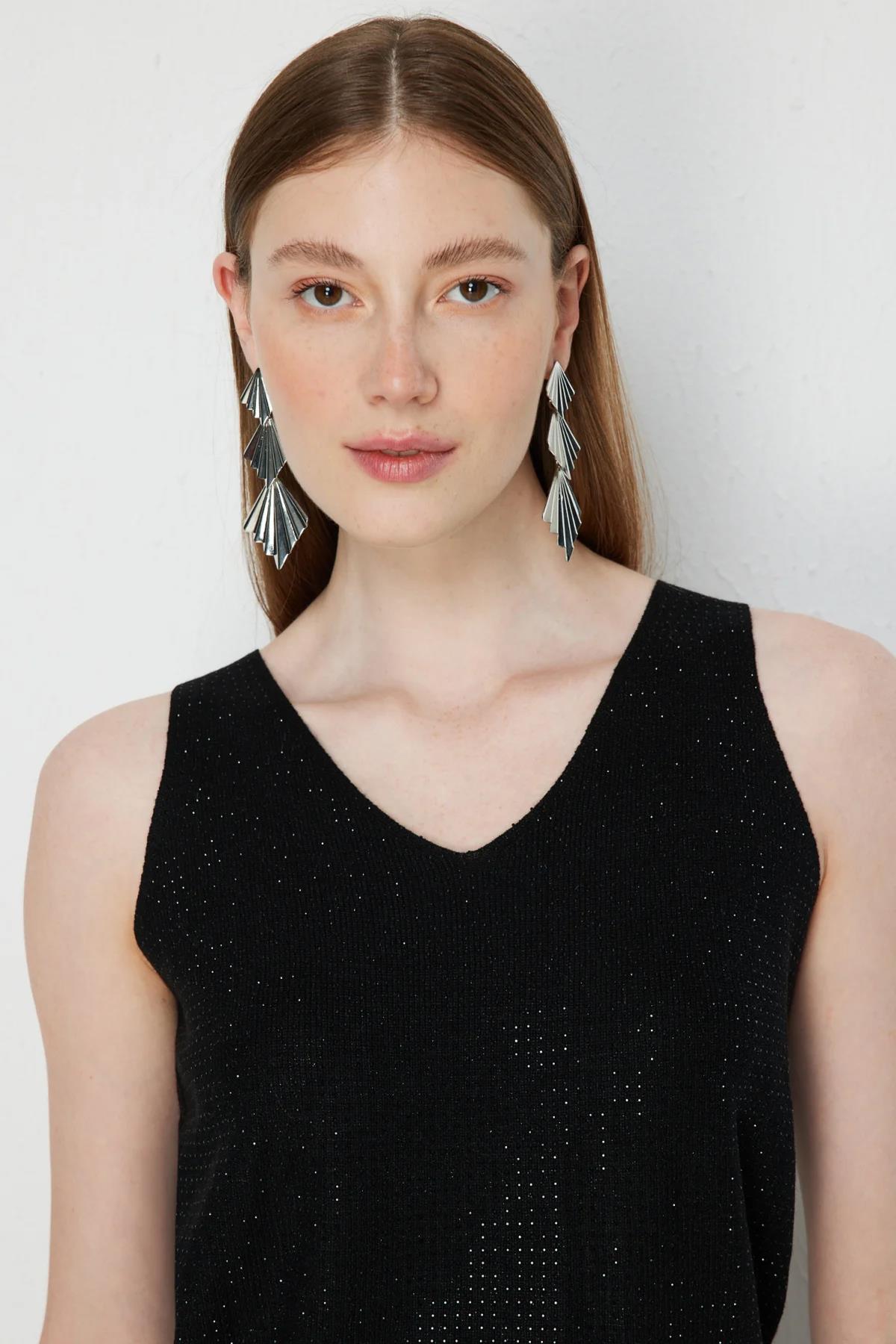 V-Neck Embellished Sleeveless Blouse