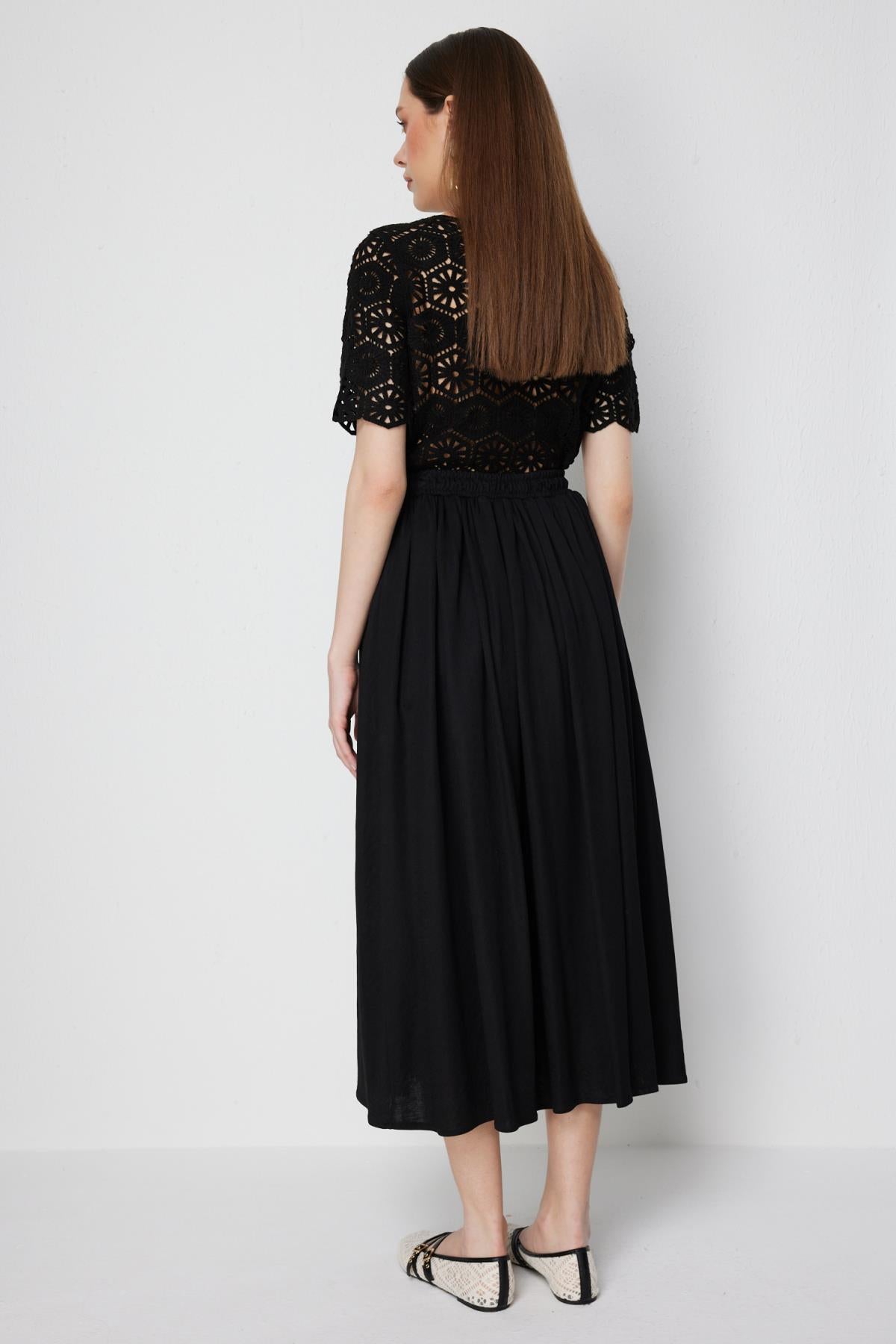 Beli Lastikli Midi Boy Etek