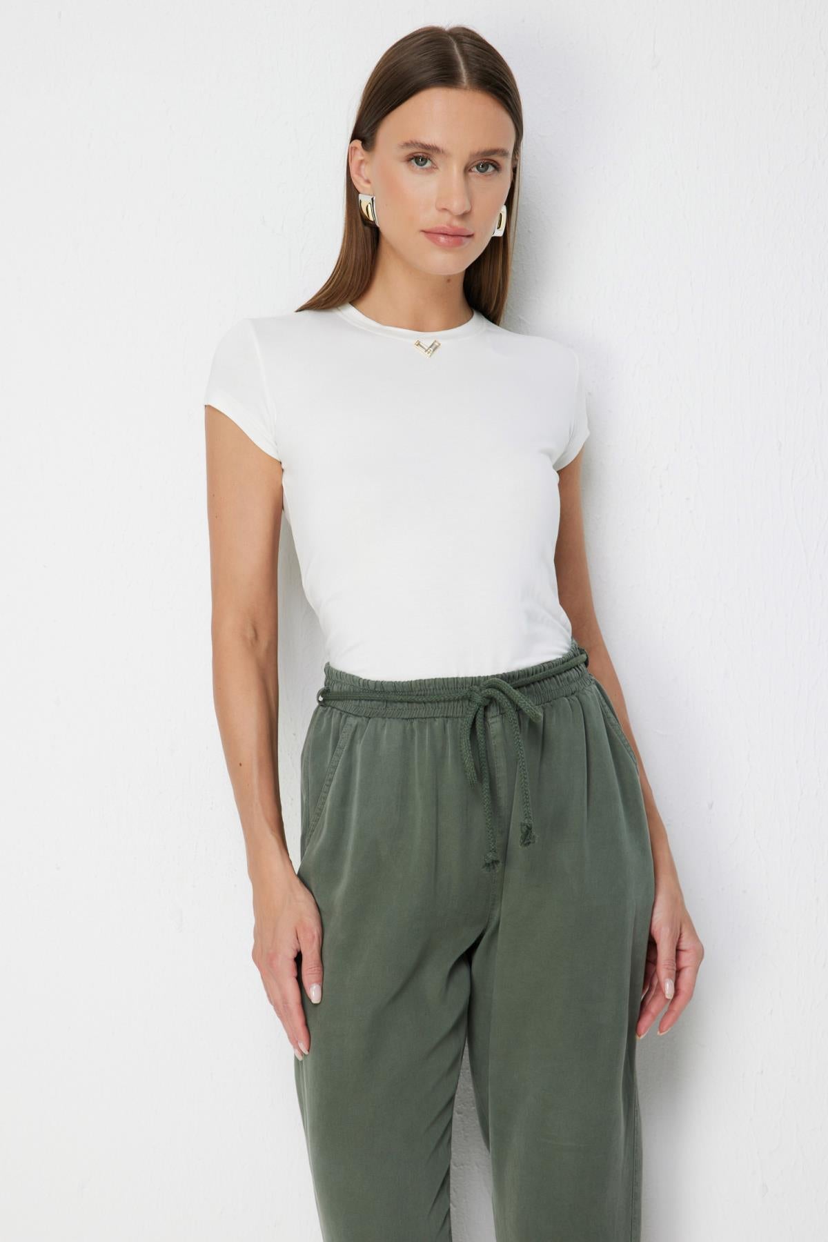 Sıfır Yaka Kısa Kollu Bluz