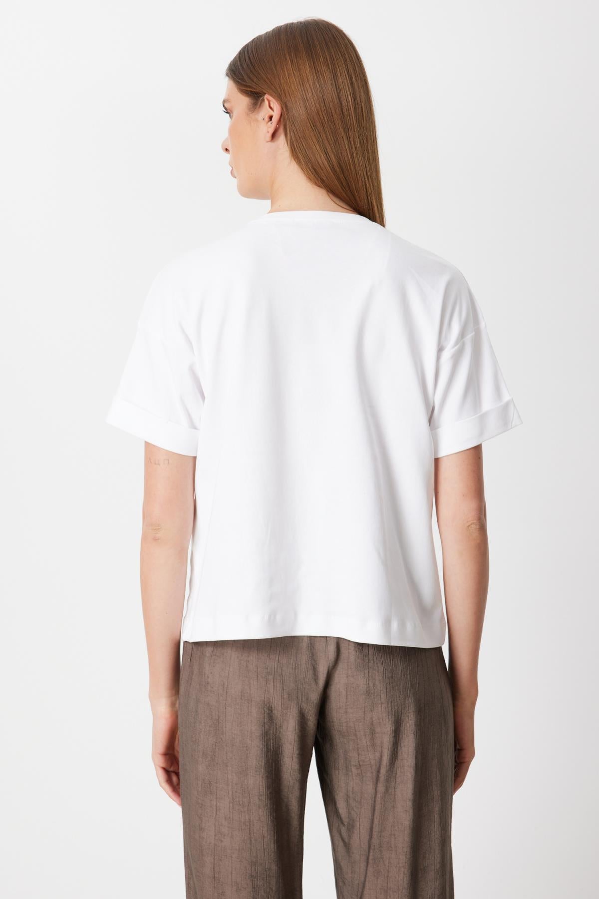 Lace Embroidered Crew Neck Blouse