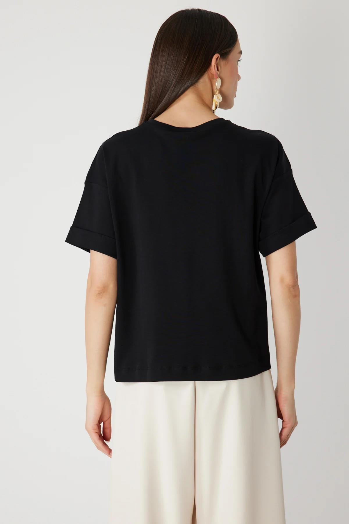 Lace Embroidered Crew Neck Blouse