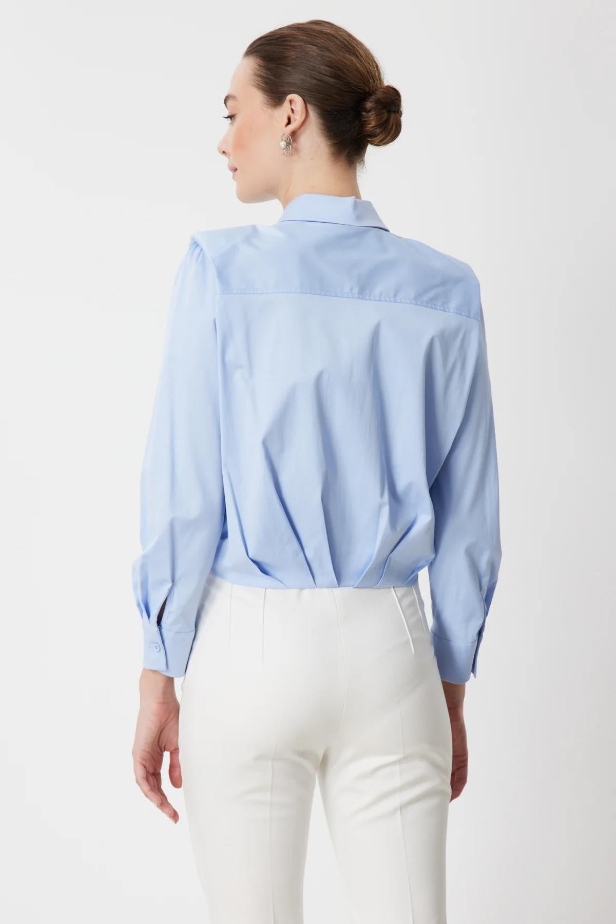 Vatkalı Beli Pileli Gömlek