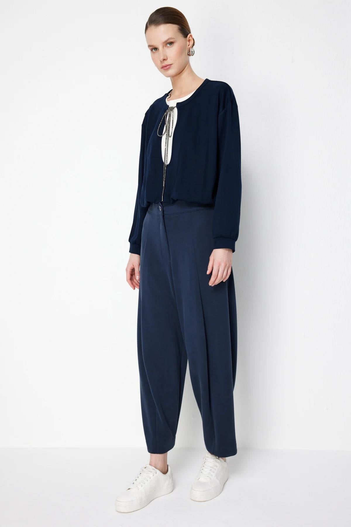 Beli Lastikli Zincirli Crop Sweat Tunik