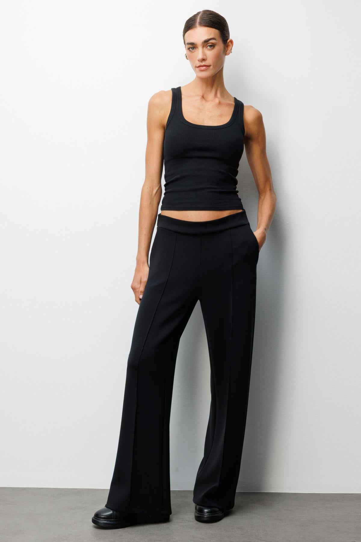 Lastik Bel Bol Paça Çimalı Pantolon