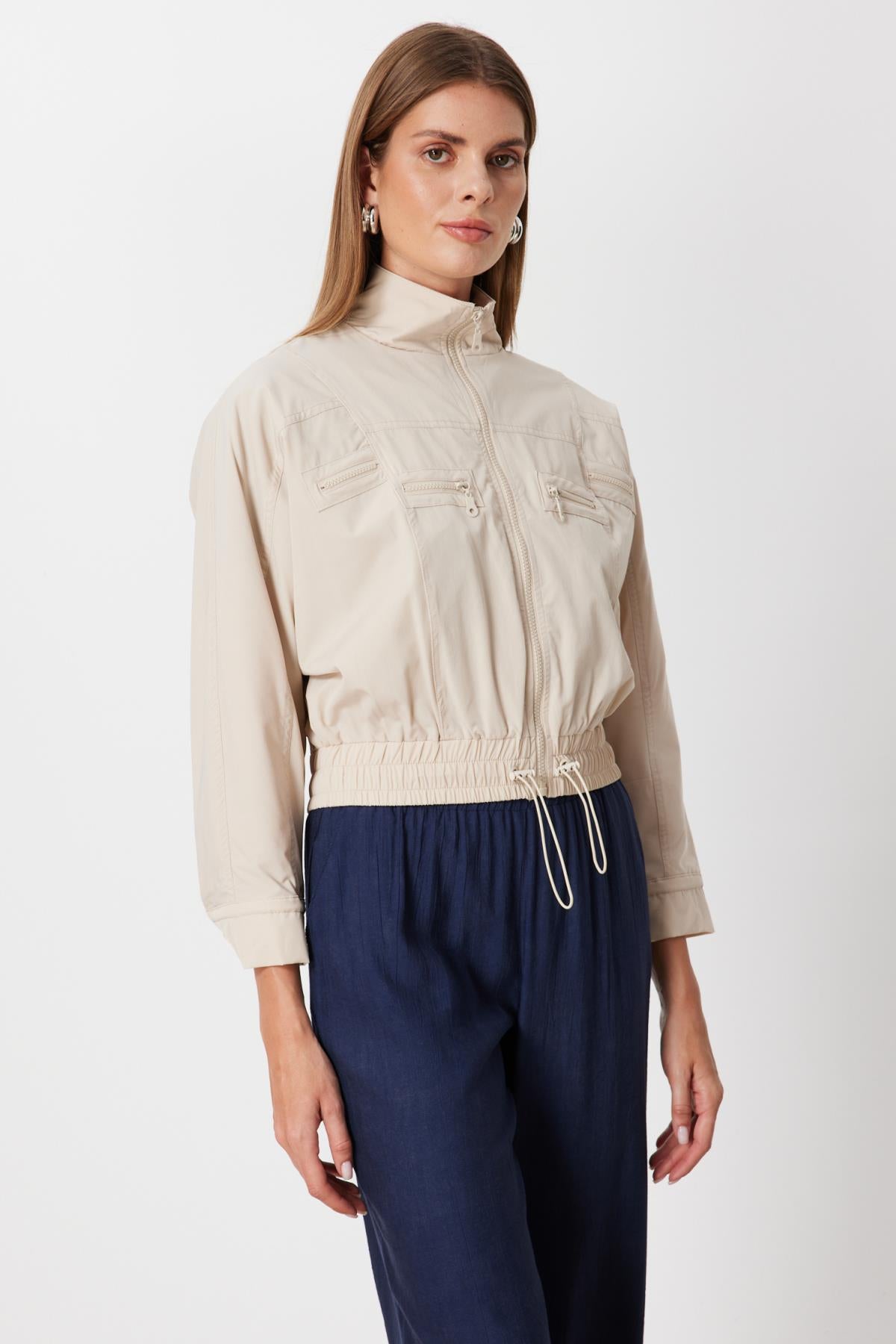 Stand-Up Collar Parachute Fabric Jacket