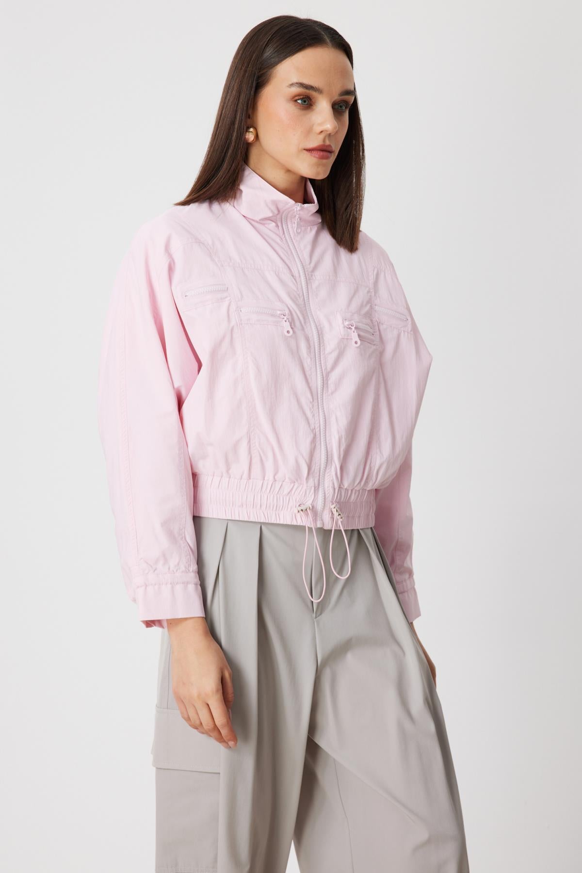 Stand-Up Collar Parachute Fabric Jacket