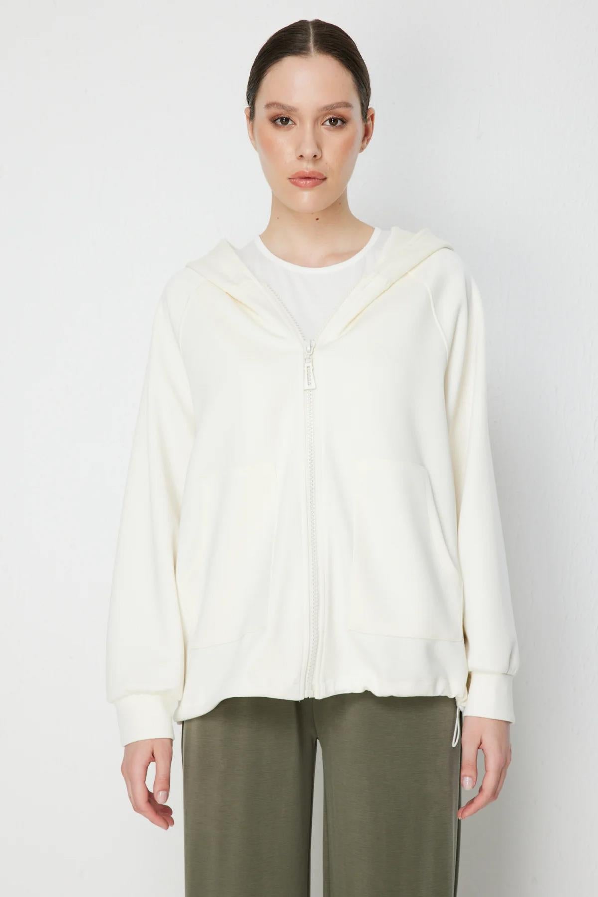 Hooded Cardigan with Bear Print on the Back