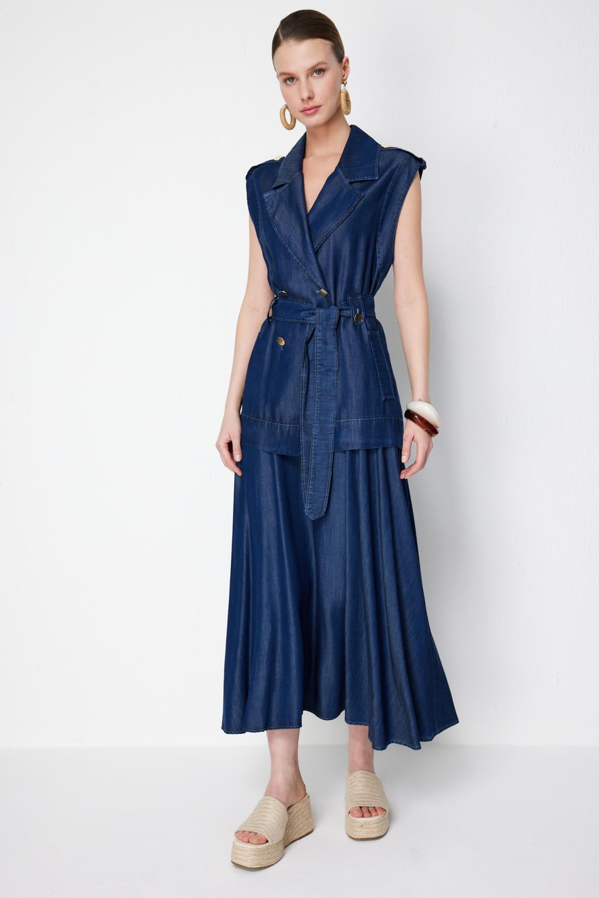 Beli Manşet Midi Boy Kloş Etek