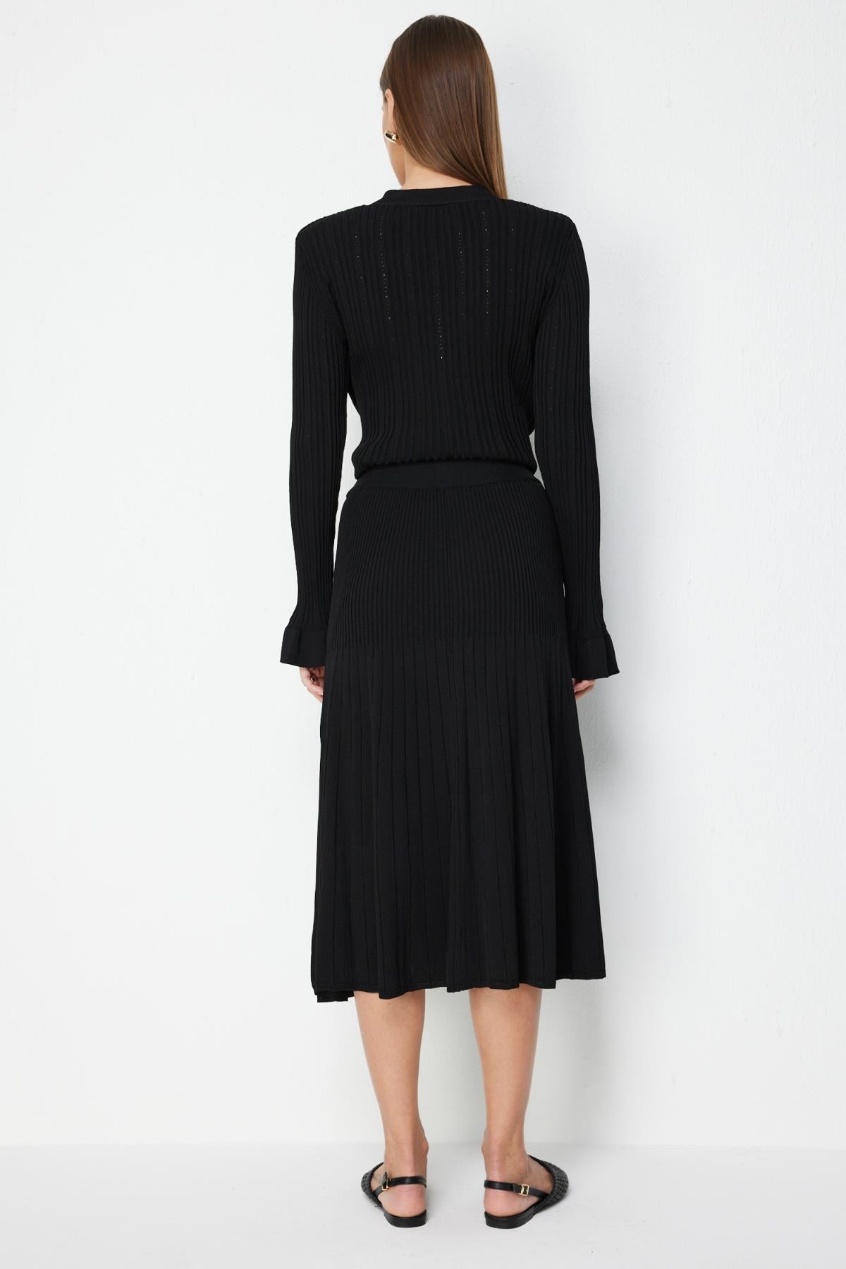 Piliseli Triko Midi Etek