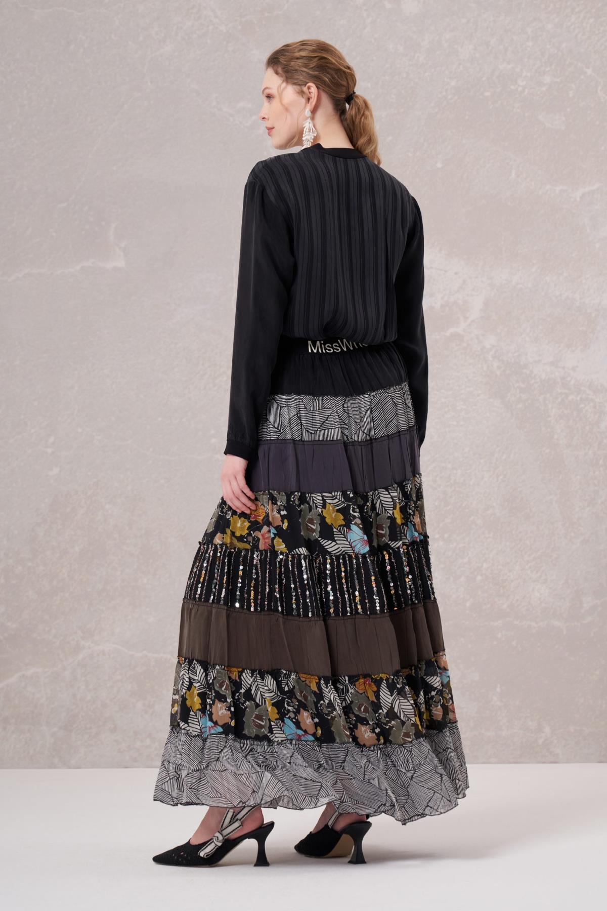 Patchwork Detaylı Etek - Eser Giyim