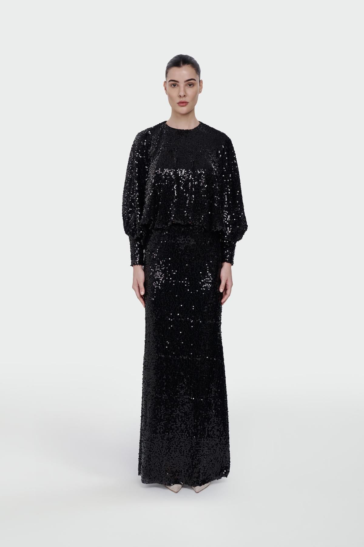 Sequin Blouse Skirt Evening Dress Set