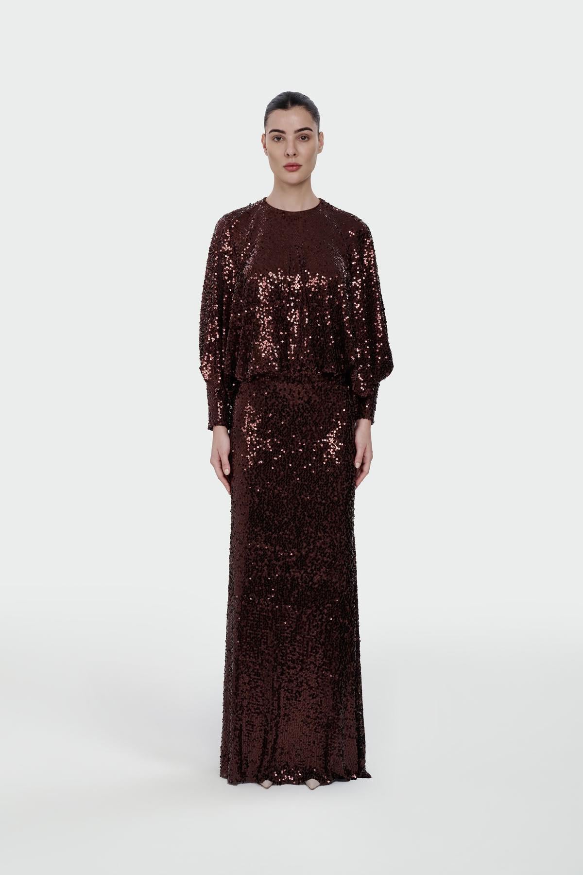 Sequin Blouse Skirt Evening Dress Set