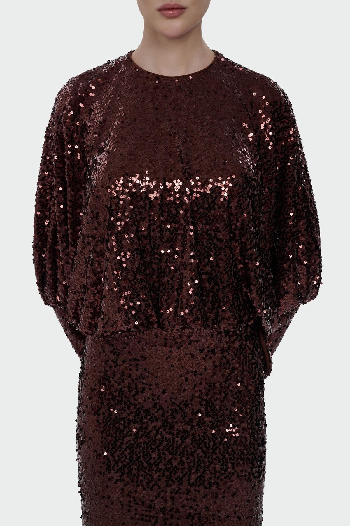 Sequin Blouse Skirt Evening Dress Set
