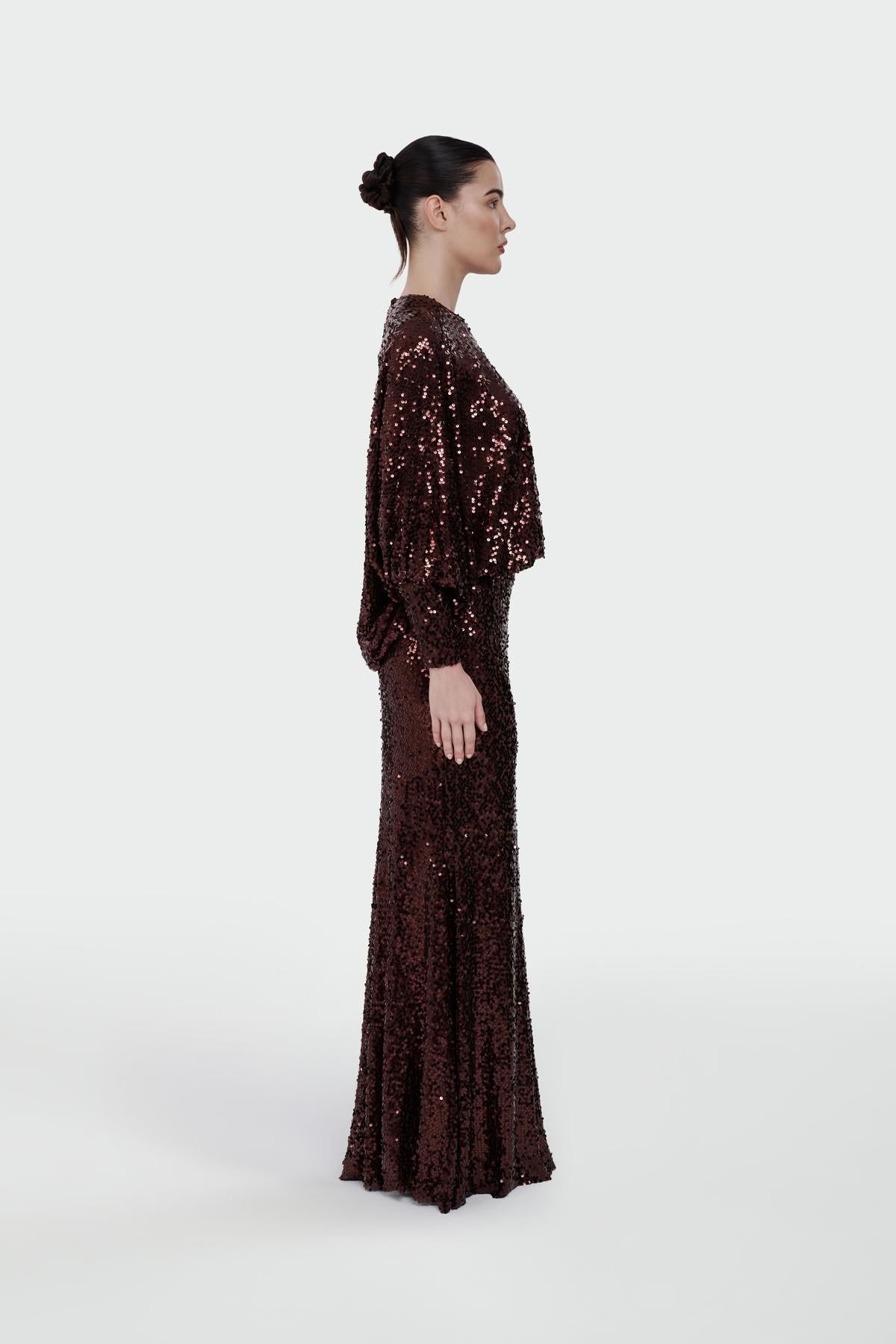 Sequin Blouse Skirt Evening Dress Set