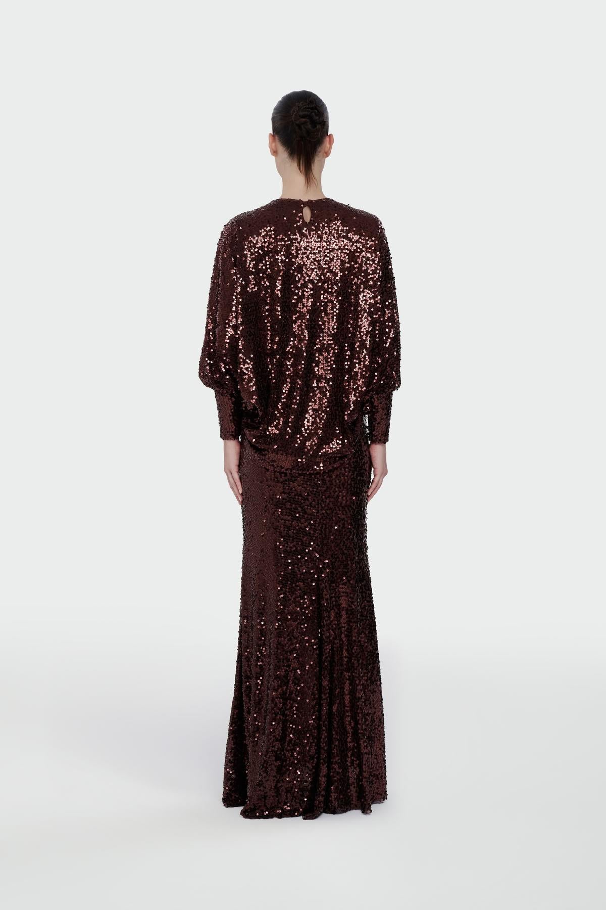 Sequin Blouse Skirt Evening Dress Set
