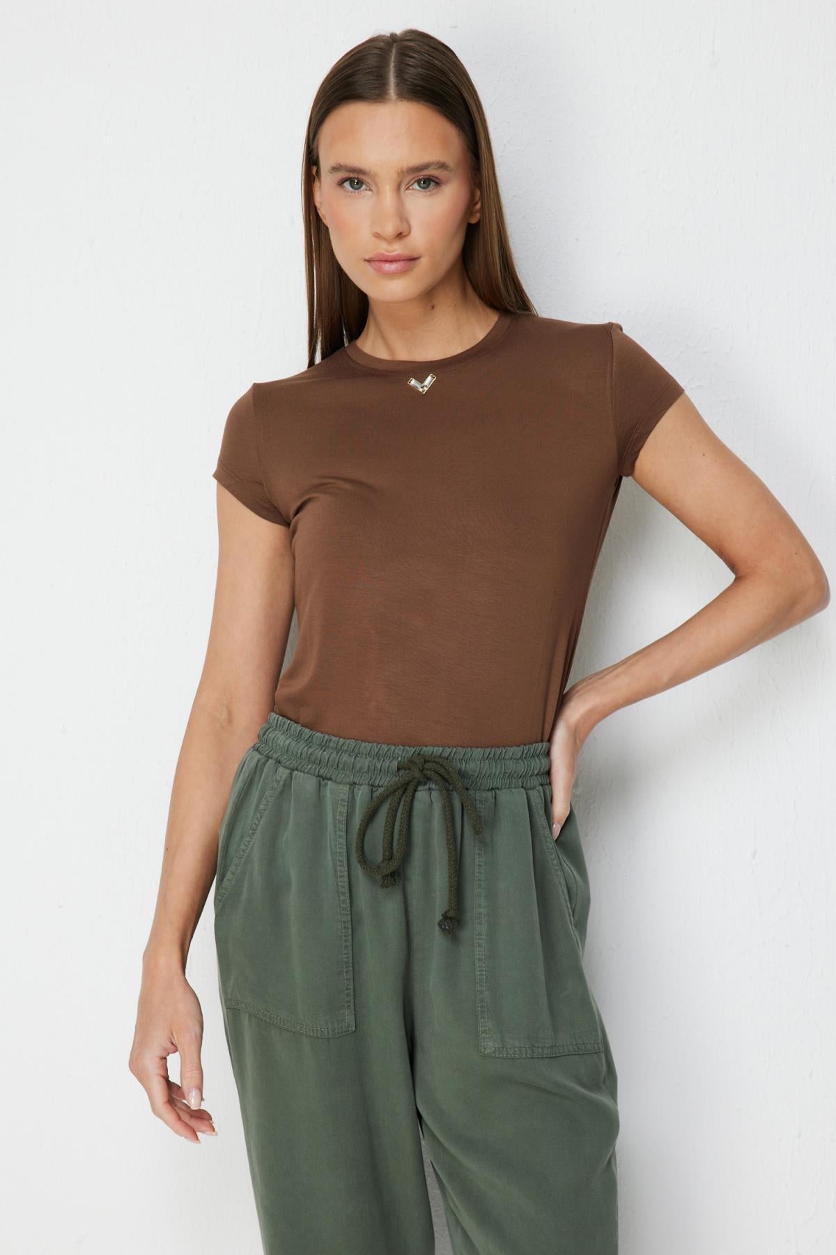 Crew Neck Short Sleeve Blouse