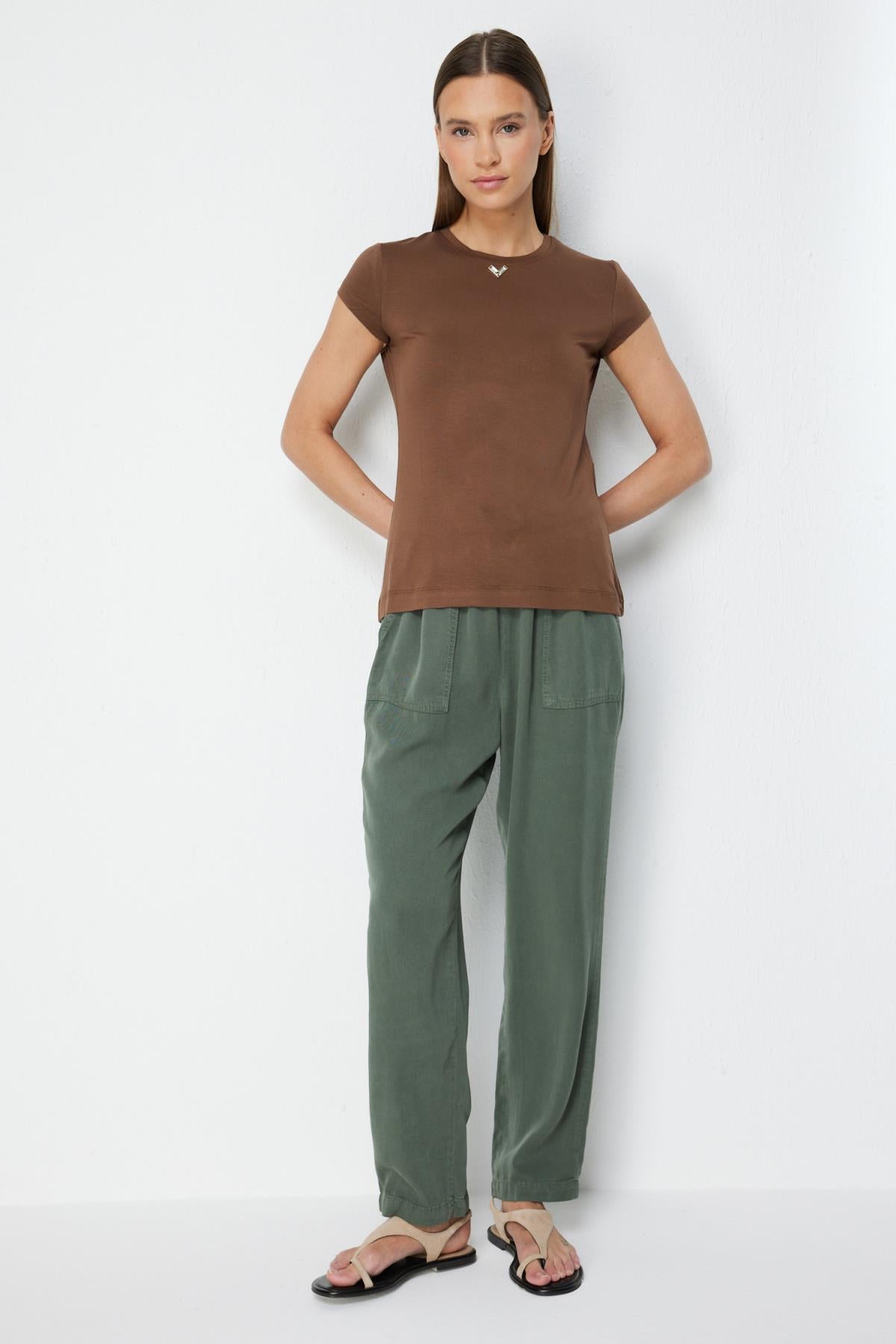 Crew Neck Short Sleeve Blouse