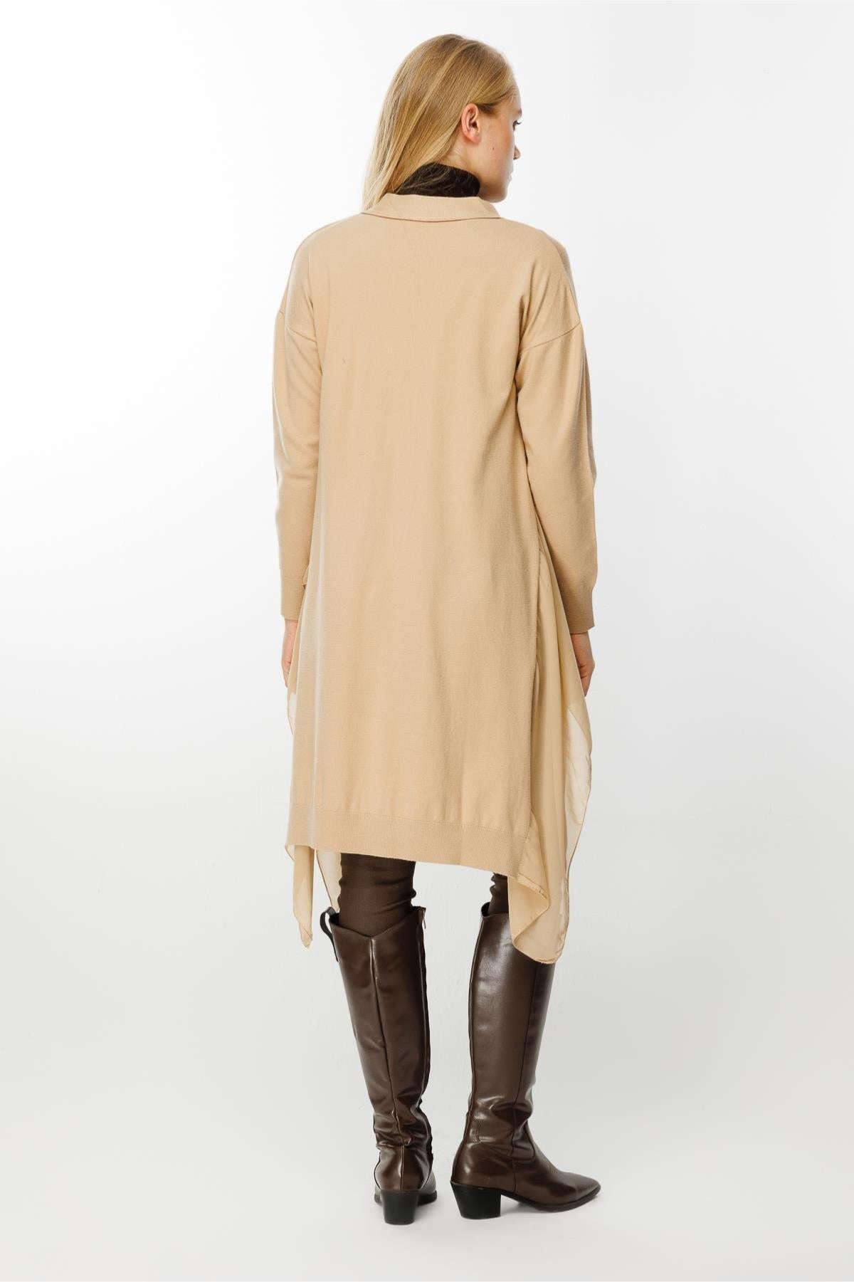 Chiffon Detailed Knitwear Cardigan