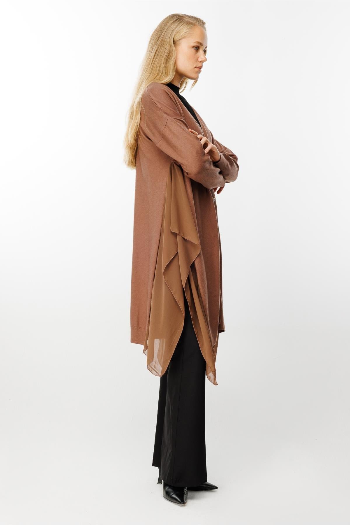 Chiffon Detailed Knitwear Cardigan